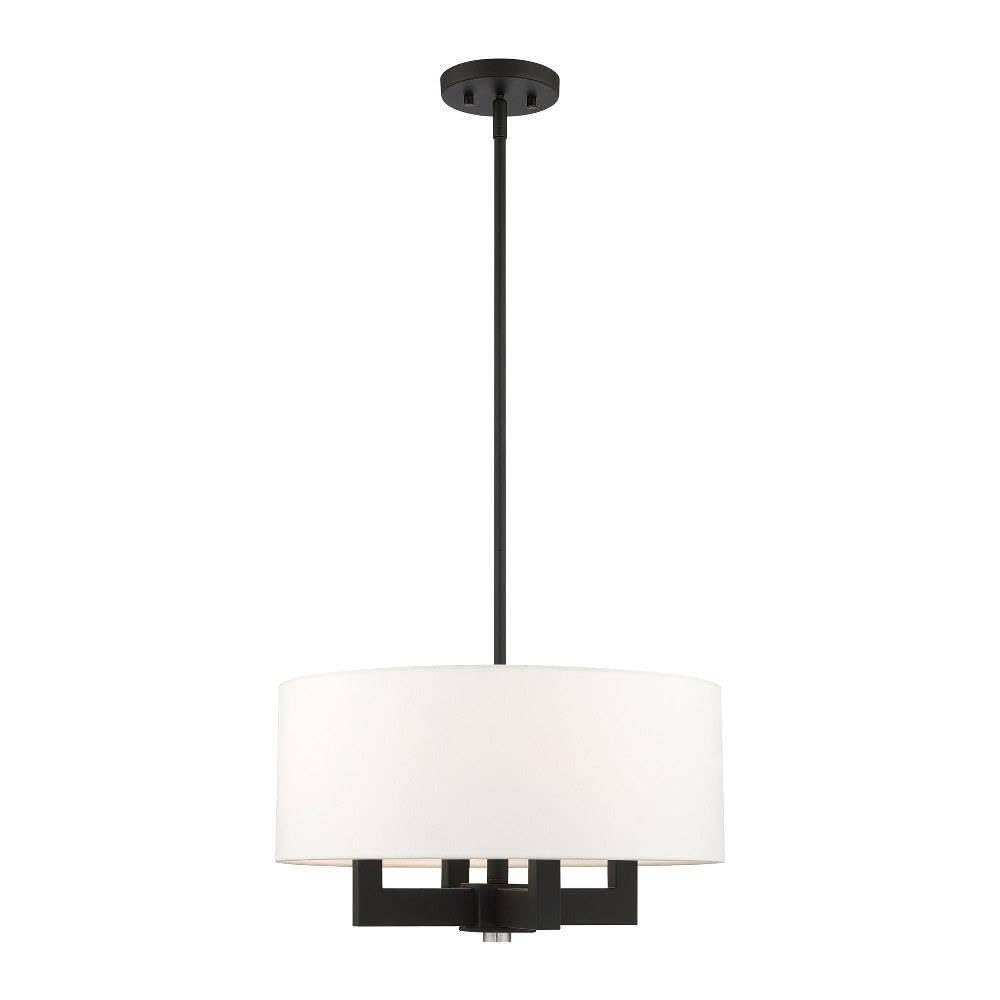 Livex Lighting 48784-04 4-Light Black Modern Chandelier - Elegant Ceiling Fixture for Dining Room, Bedroom, or Living Room Lighting Decor
