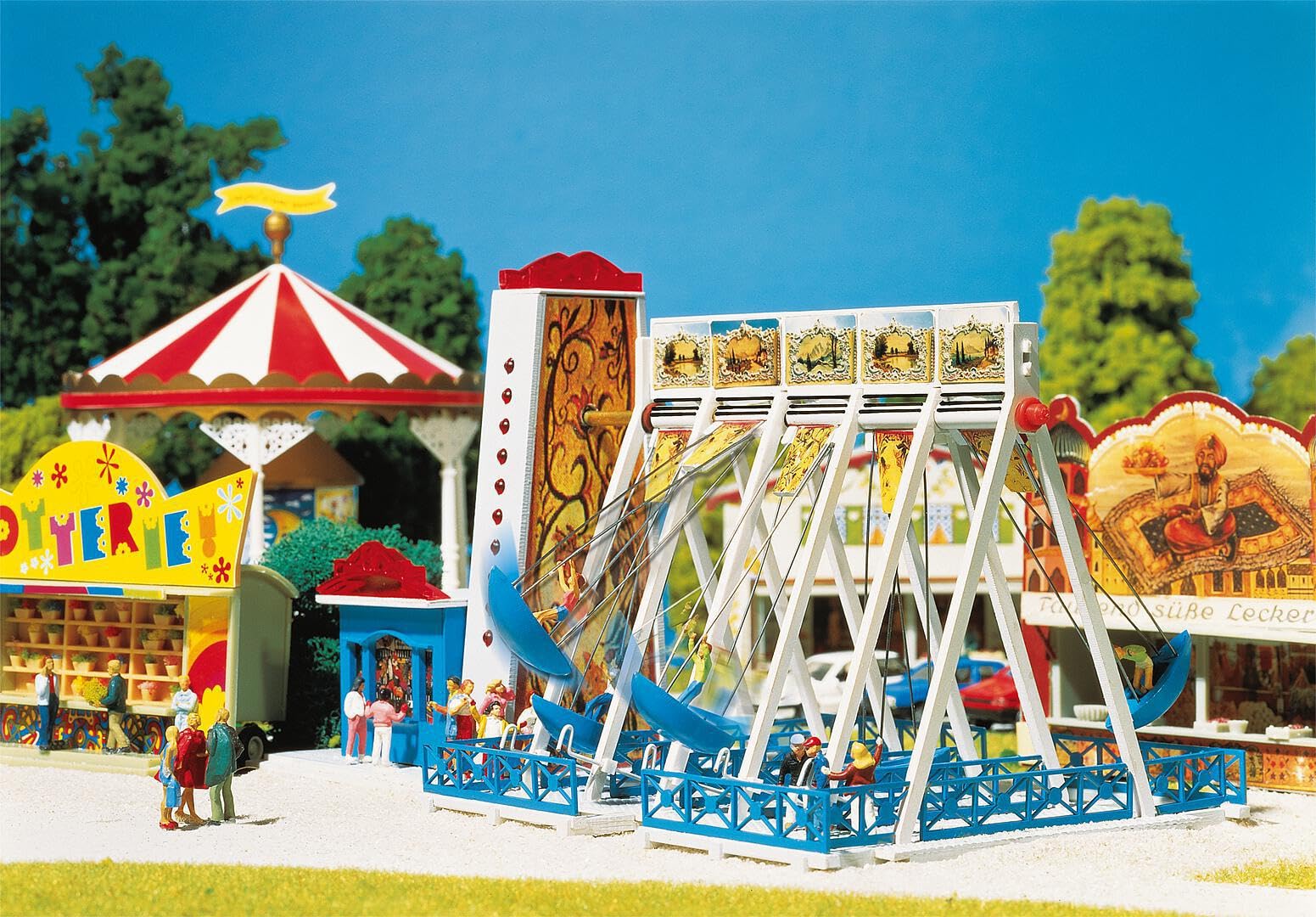 Faller 140318 HO Scale Swing Boats with Motor - Model Train Building Kit for Scenic Railroad Displays & Miniature Amusement Park Dioramas