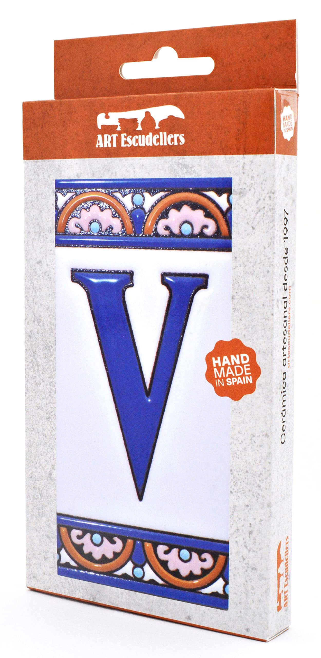 6 Inch Handpainted House Letter Tiles - Custom Address Signs, Names & Numbers for Home Decor - Design ARCO GRANDE 5.86