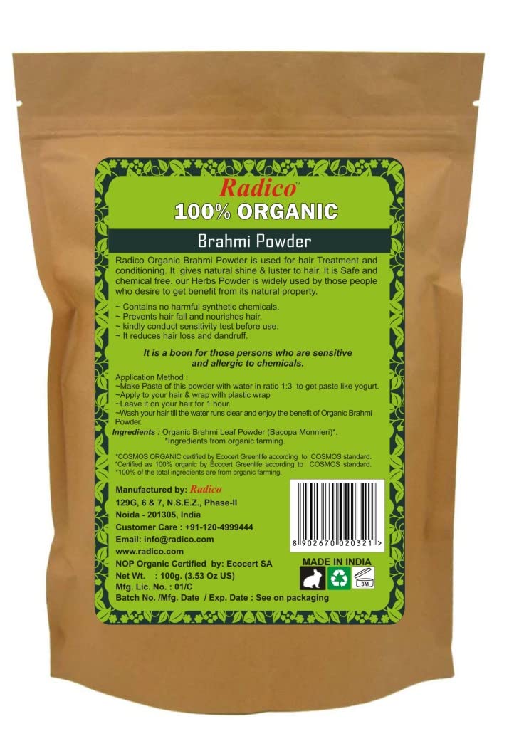 Organic Brahmi Hair Treatment Powder - 100% Natural Herbal Remedy for Soft, Shiny & Healthy Hair | Anti-Hair Loss, Repair & Nourish Damaged Hair | Prevents Dandruff & Hair Thinning | 100g | Perfect for Daily Hair Care & Scalp Treatment at Home