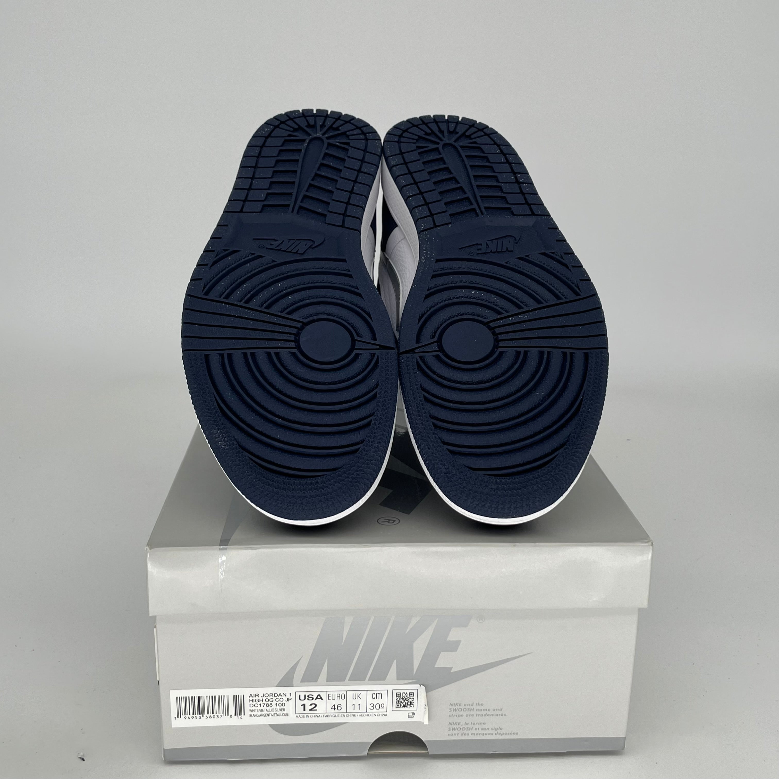 Original Air Jordan 1 CO.JP Midnight Navy Men's Basketball Shoes Size 12 (DC1788-100) - Retro Sneakers for Streetwear & Casual Outfits