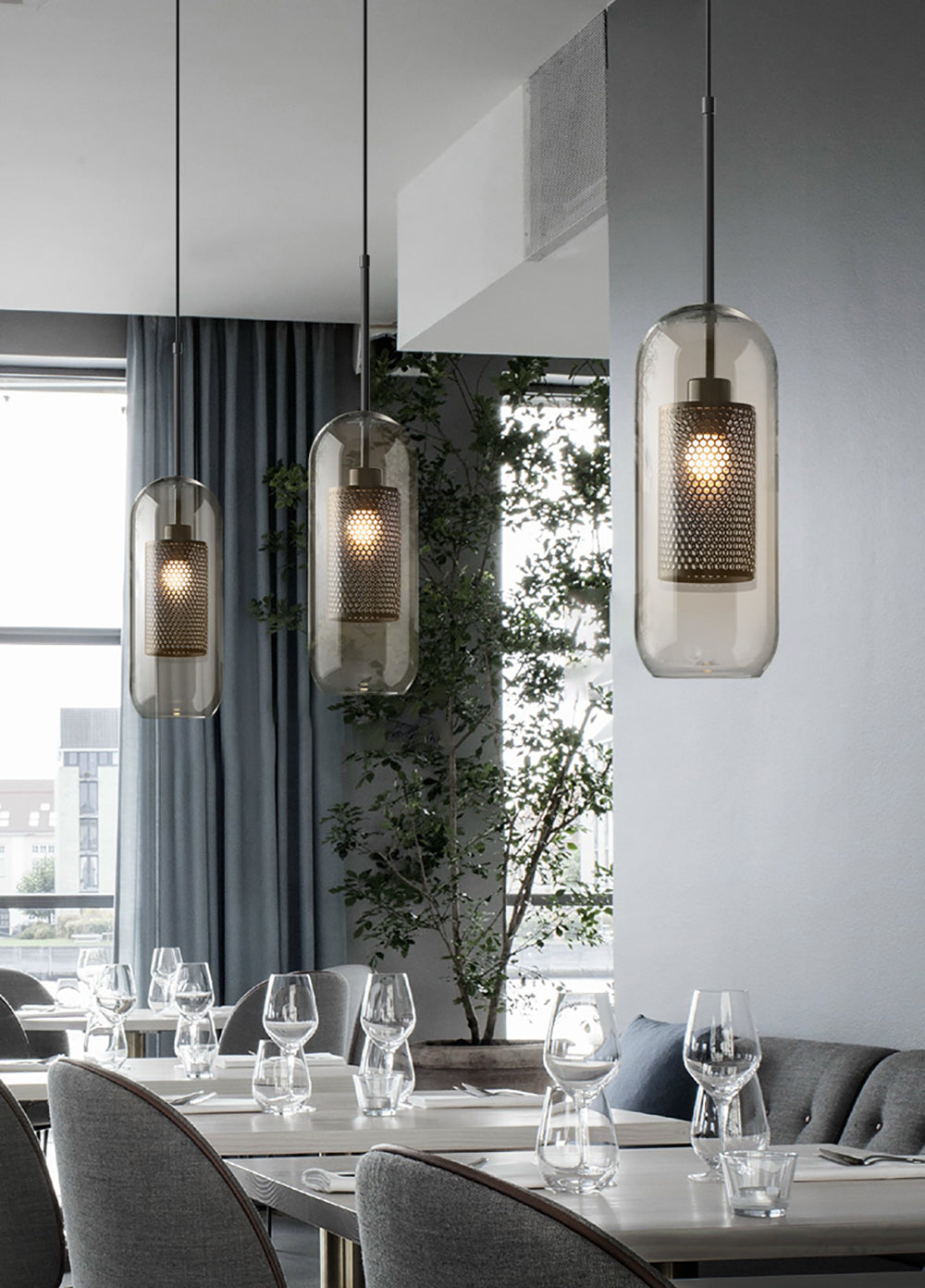 Chiswick Glass Pendant Light - Modern Hanging Ceiling Lamp for Kitchen Island, Dining Room & Bedroom Lighting