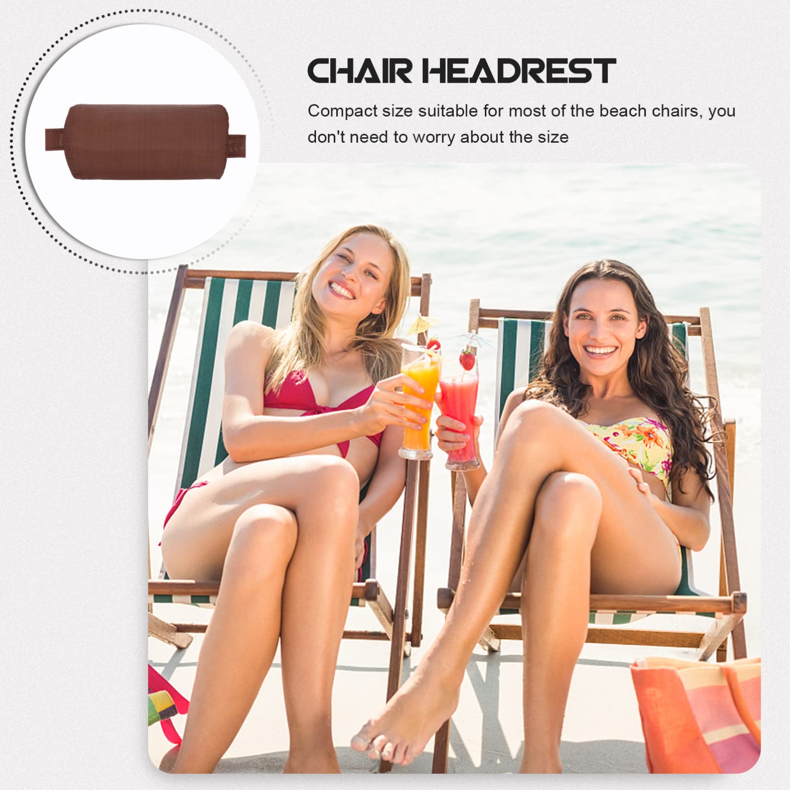 Yardwe Recliner Pillow - Removable Padded Headrest with Elastic Band for Beach Chair, Lounge Chair, and Coffee Chair - Comfortable Head and Neck Support for Relaxing at Beach, Poolside, or Home