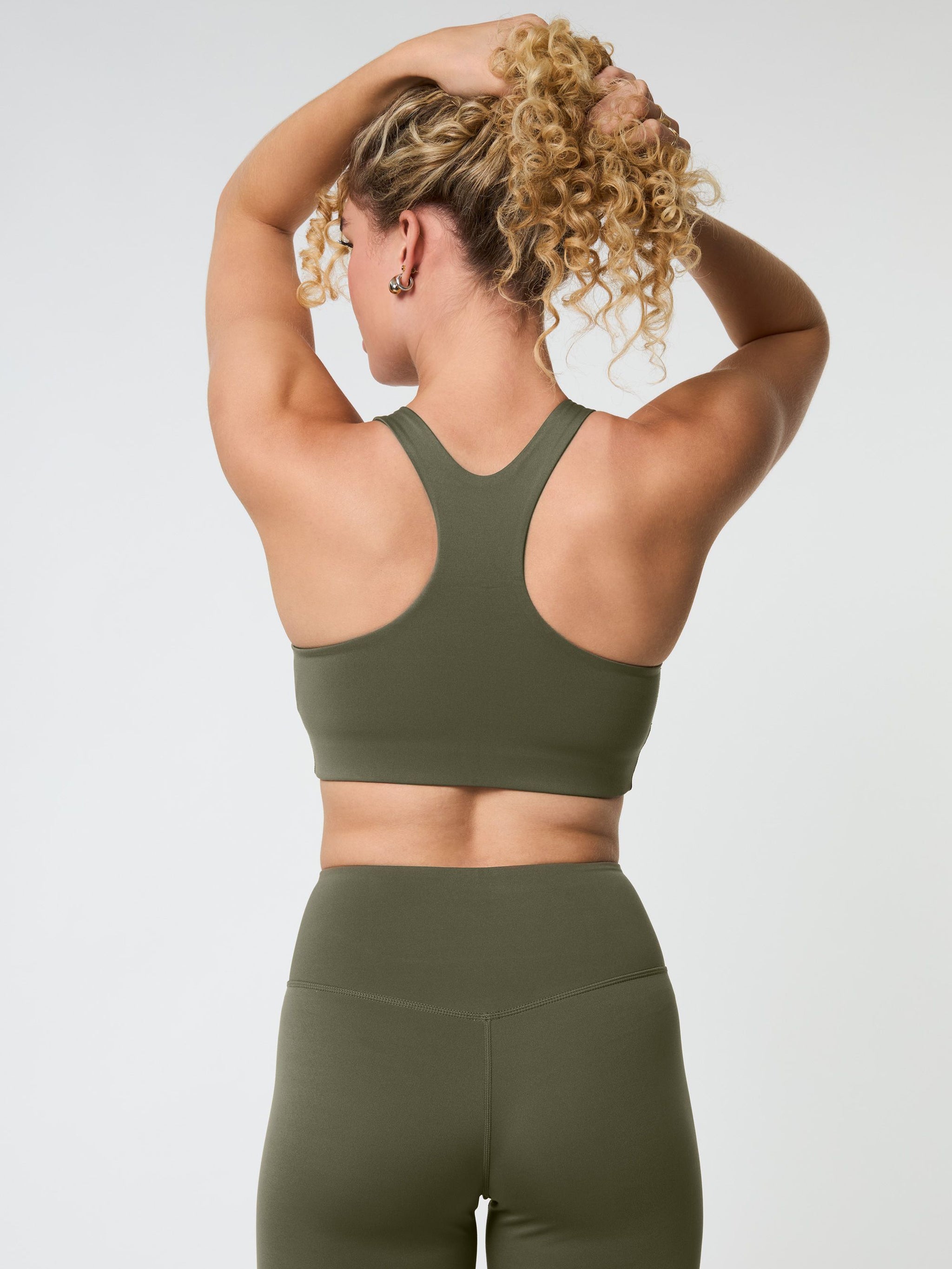 Girlfriend Collective Float Lola Bra - Sustainable High Support Sports Bra in Cured Green | Perfect for Yoga, Running & Gym Workouts