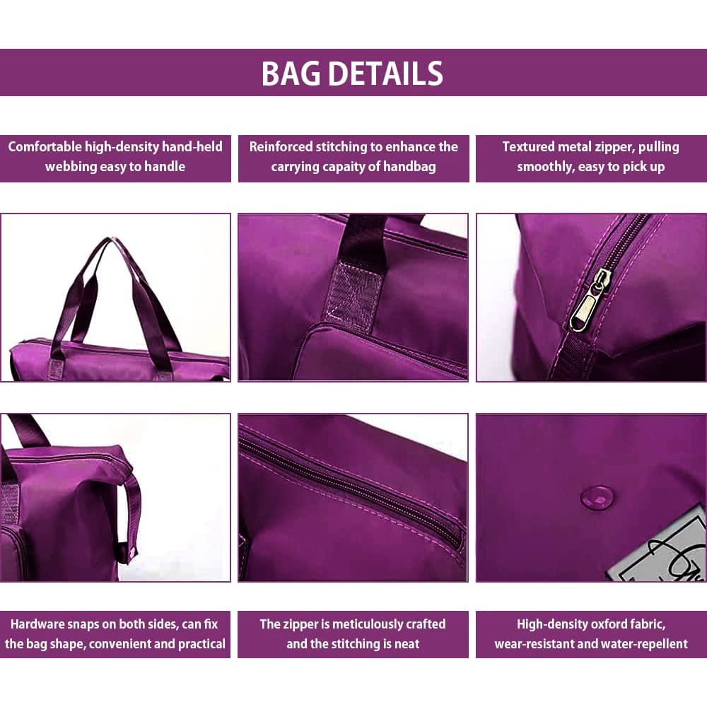 Expandable Travel Tote Bag - Large Capacity Lightweight Weekender Bag with Dry & Wet Separation - Foldable Gym Bag for Vacation, Business Trips & Outdoor Adventures (Black)