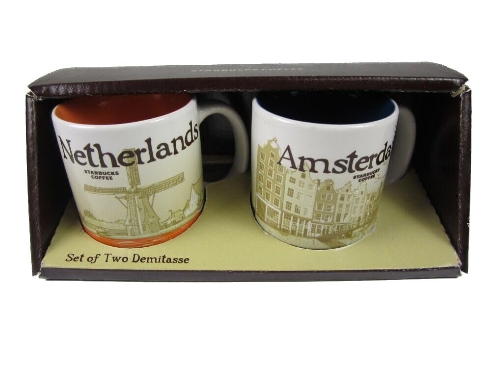 Starbucks Demitasse Mugs - Collectible Dutch Amsterdam Design Coffee Cups - Perfect for Espresso, Tea & Home Decor Gifts