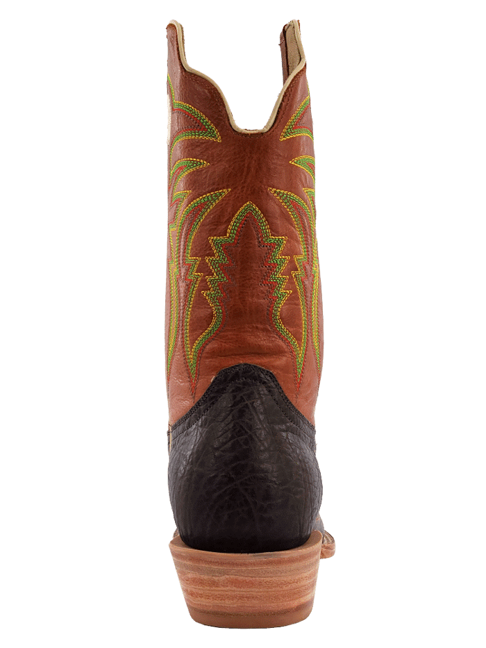 R.Watson RW8023 Men's Medium Square Western Boots - Genuine Cowhide Leather, Hickory Brown - Perfect for Rodeo, Country Dancing & Western Fashion