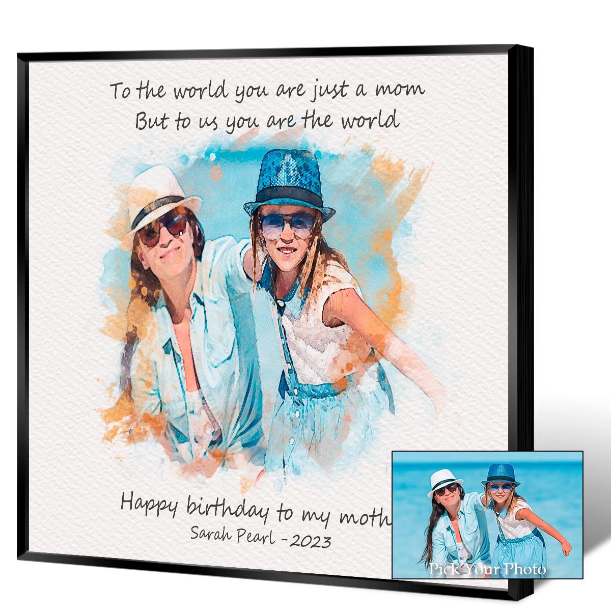 Custom Personalized Canvas Print Gift for Mom & Dad - Mother's Day, Father's Day, Birthday from Daughter or Son - 16x20 Inch Framed Wall Art Decor with Your Photos - Perfect for Home, Office, Wedding & Anniversary Gifts