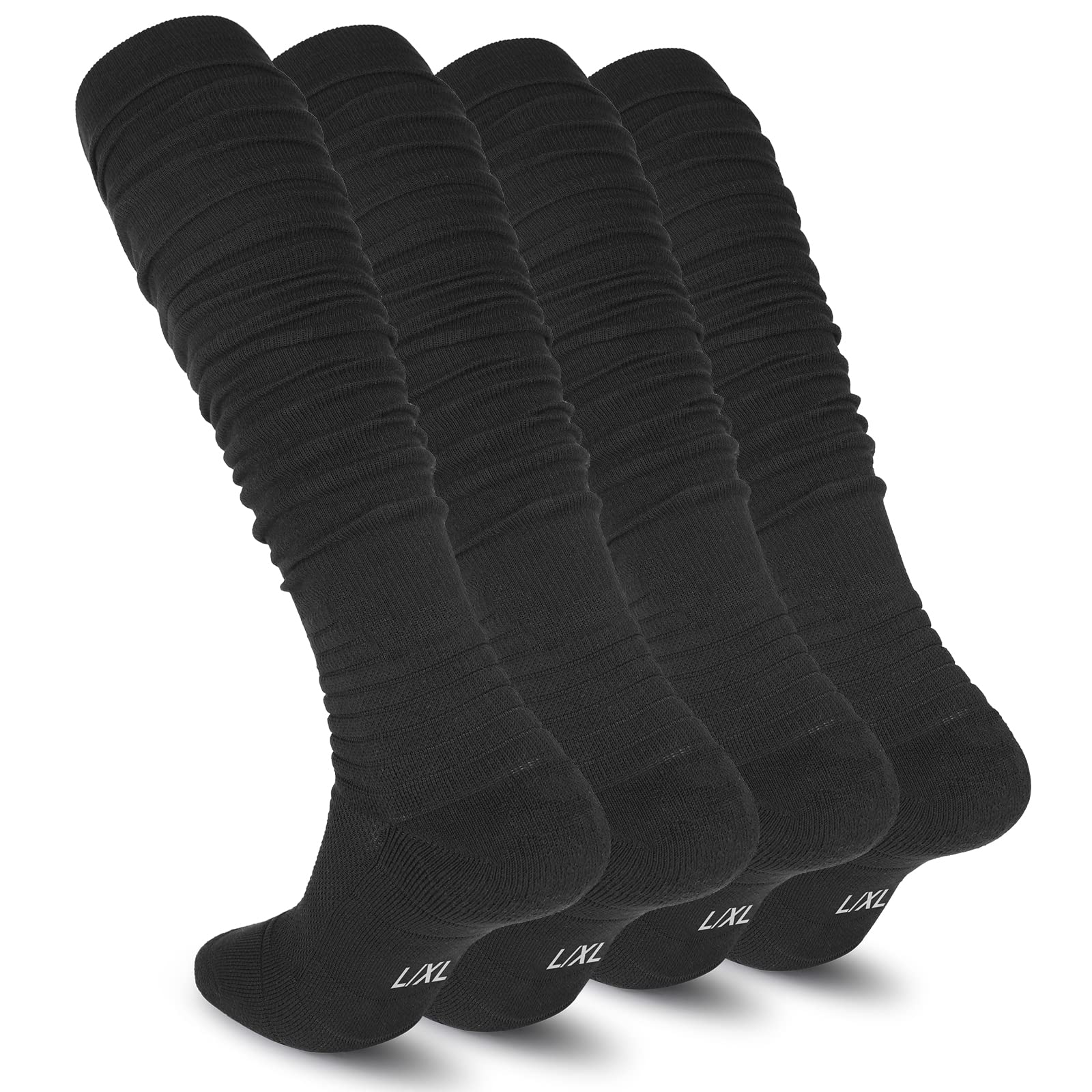 Dingcooler Football Socks 2 Pack - Extra Long Padded Athletic Socks for Men & Women | Breathable & Cushioned for Soccer, Running & Sports Performance
