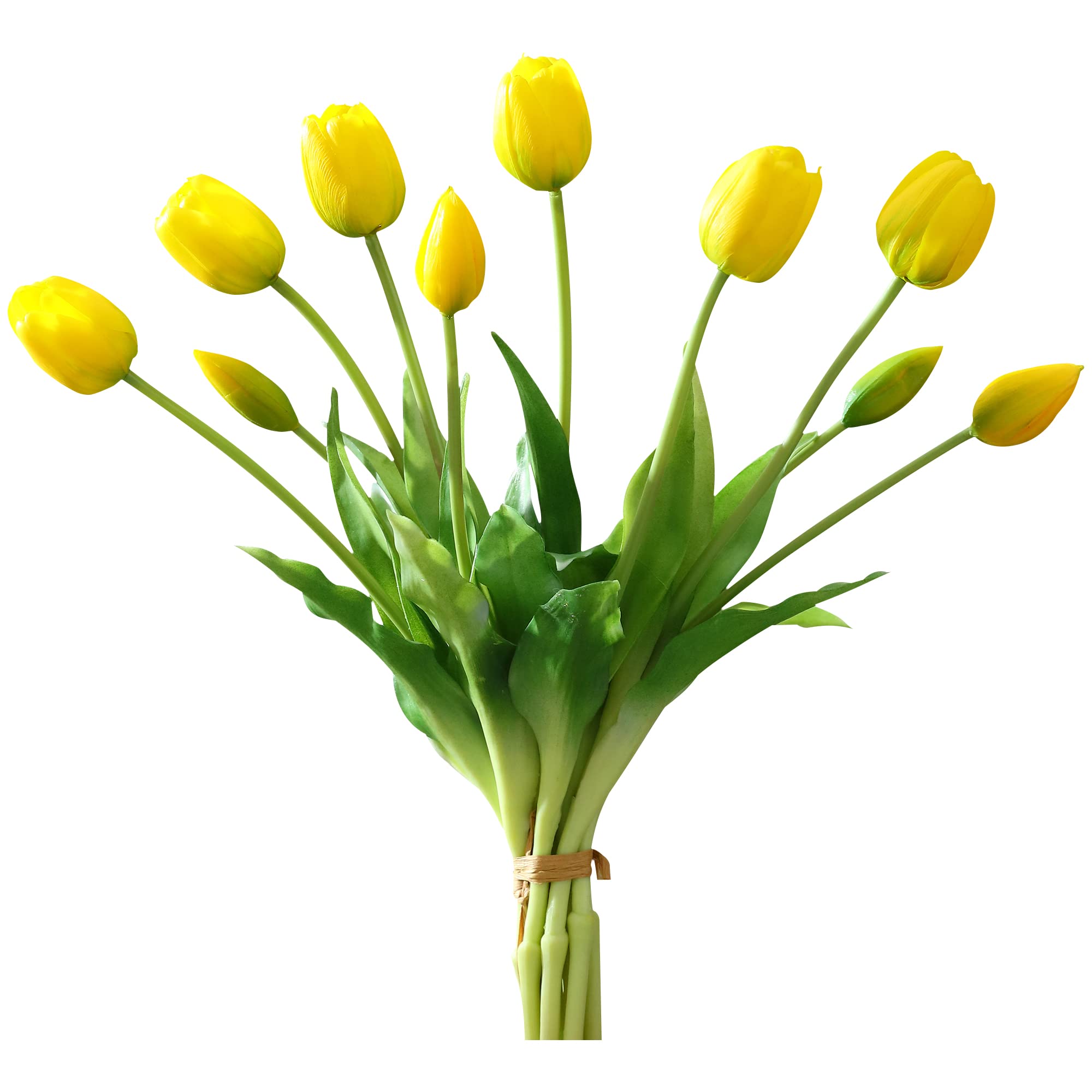 10pcs Real Touch Artificial Tulip Flowers - Faux Latex Tulips Bouquet with Gift Box for Wedding, Party, Home & Room Decor - Perfect for Centerpieces, Tablescapes & DIY Floral Arrangements (Yellow)