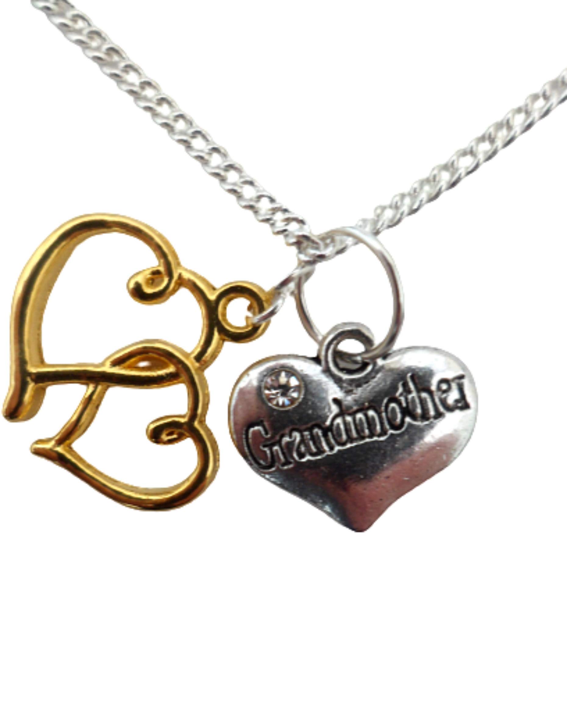Silver Heart Necklace for Grandma - Twin Hearts Gift for Women