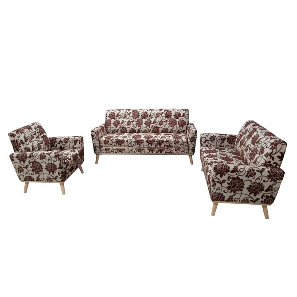 Amber 3+2+1 Fabric Sectional Sofa Set in Peony Brown - Modern Living Room Furniture for Home & Office Comfort