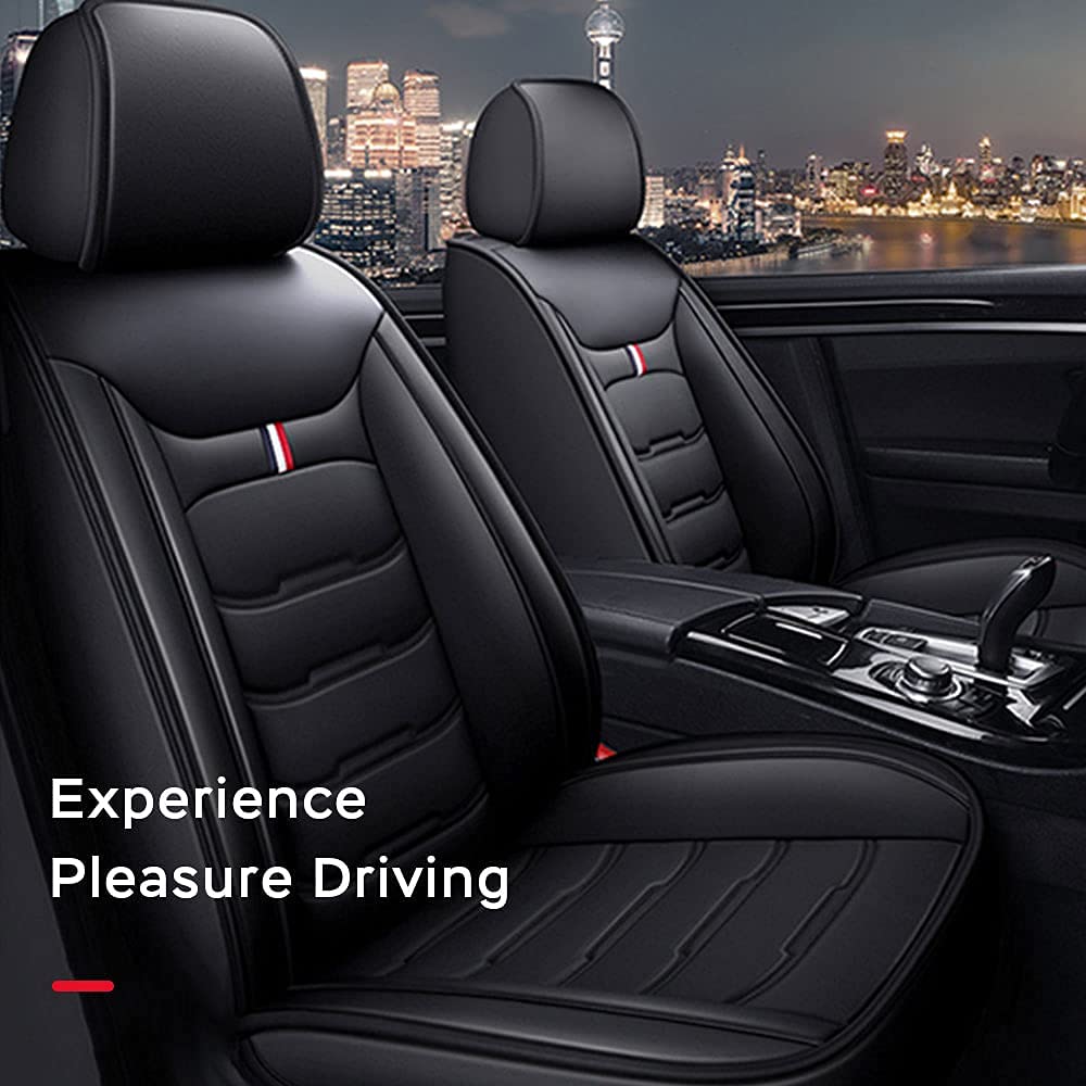 Premium Black PU Leather Seat Covers for Hyundai Santa Cruz - Front & Rear Set | Durable, Comfortable & Wear-Resistant | Perfect for Daily Commute, Road Trips & Pet Protection