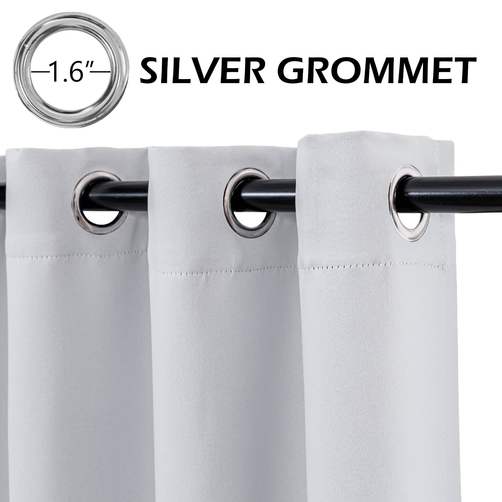 MYSKY HOME 45 Inch White Short Cafe Curtains - Thermal Insulated Blackout Curtain Panel Set with Grommet Top (2 Panels, 52 x 45 Inches) for Small Windows - Perfect for Kitchen, Bedroom & Living Room Room Darkening Coverings