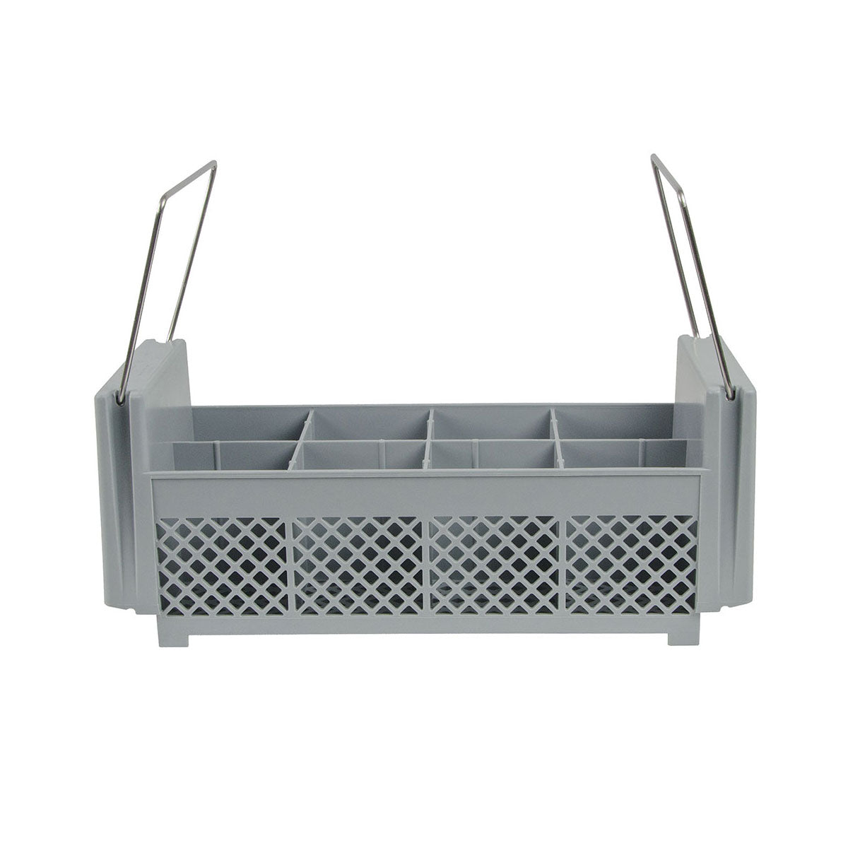 Cambro 8FB434151 Camrack 1/2 Size Flatware Rack with Handles - 8 Compartment Utensil Organizer for Restaurants, Cafes & Catering - Soft Gray Commercial Kitchen Storage Solution