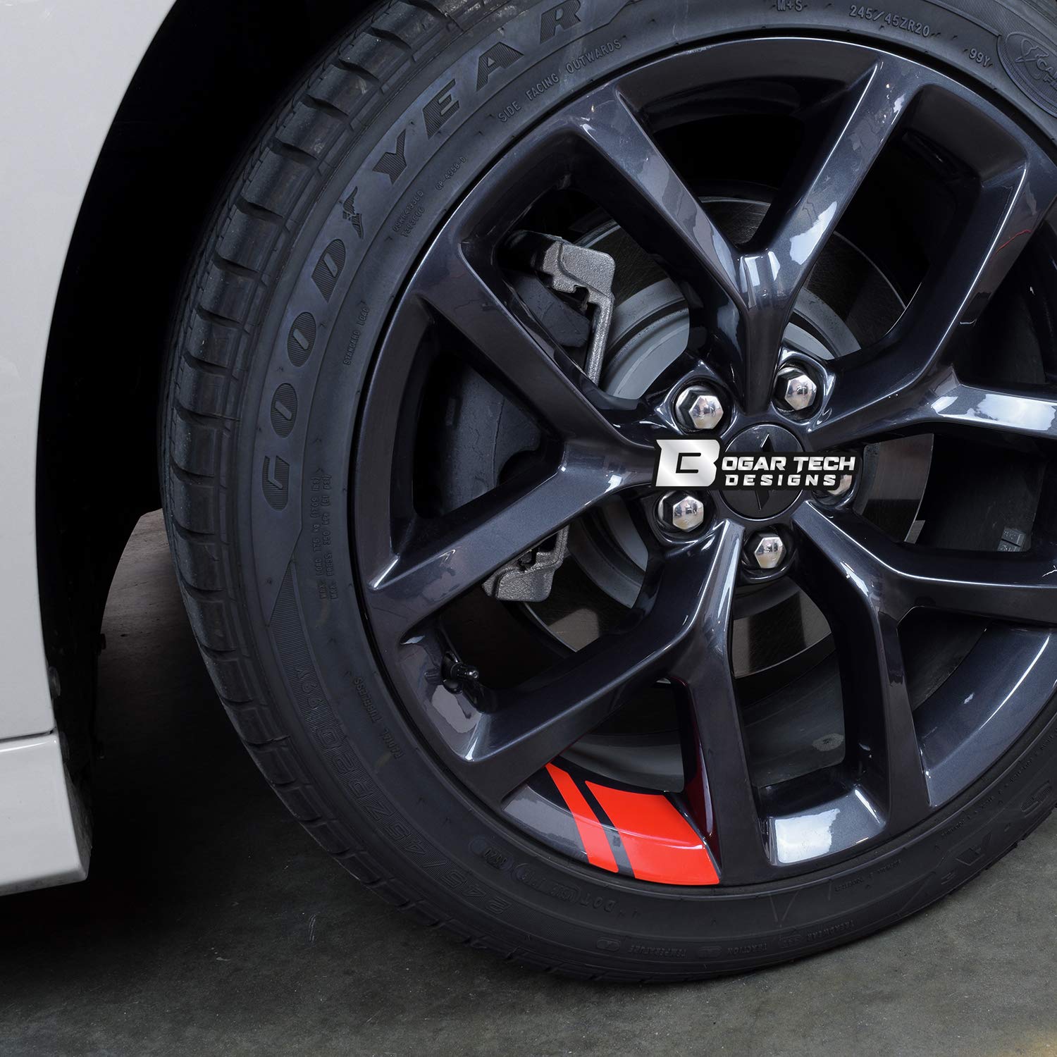 BOGAR TECH DESIGNS - Premium Gloss Silver Wheel Rim Decal Stripes for 18