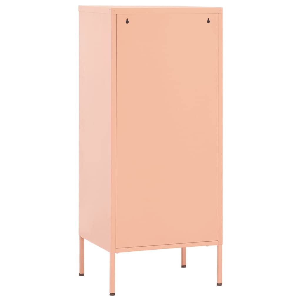 vidaXL 4-Drawer Steel Storage Cabinet - Freestanding File Cabinet with Lock, Pink, for Office, Home, or Classroom Organization