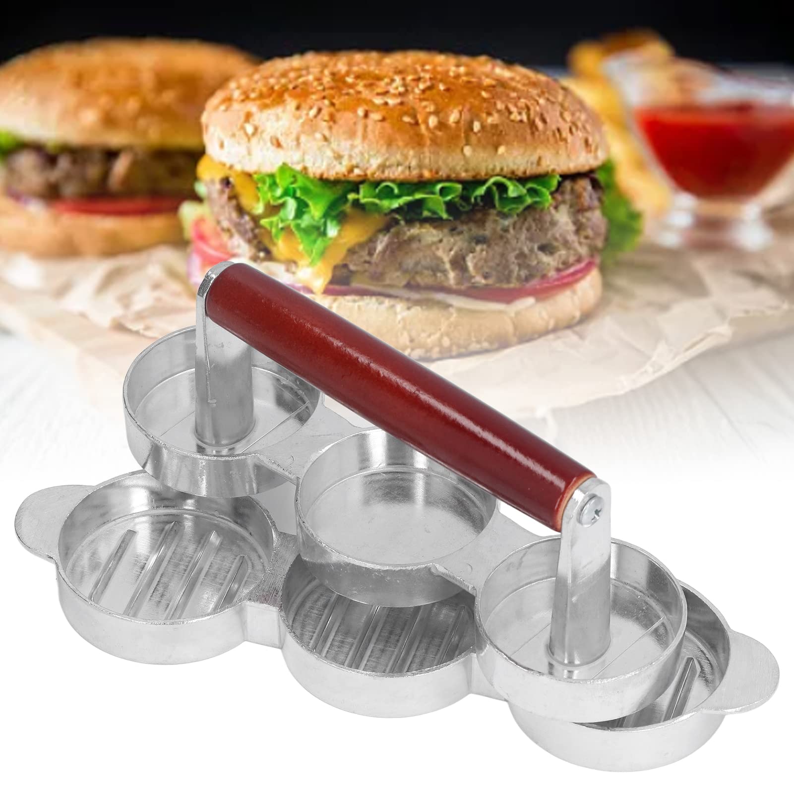 Non-Stick Aluminum Burger Press & Hamburger Patty Maker - Perfect for BBQ, Grilling, and Making Meat & Veggie Patties at Home