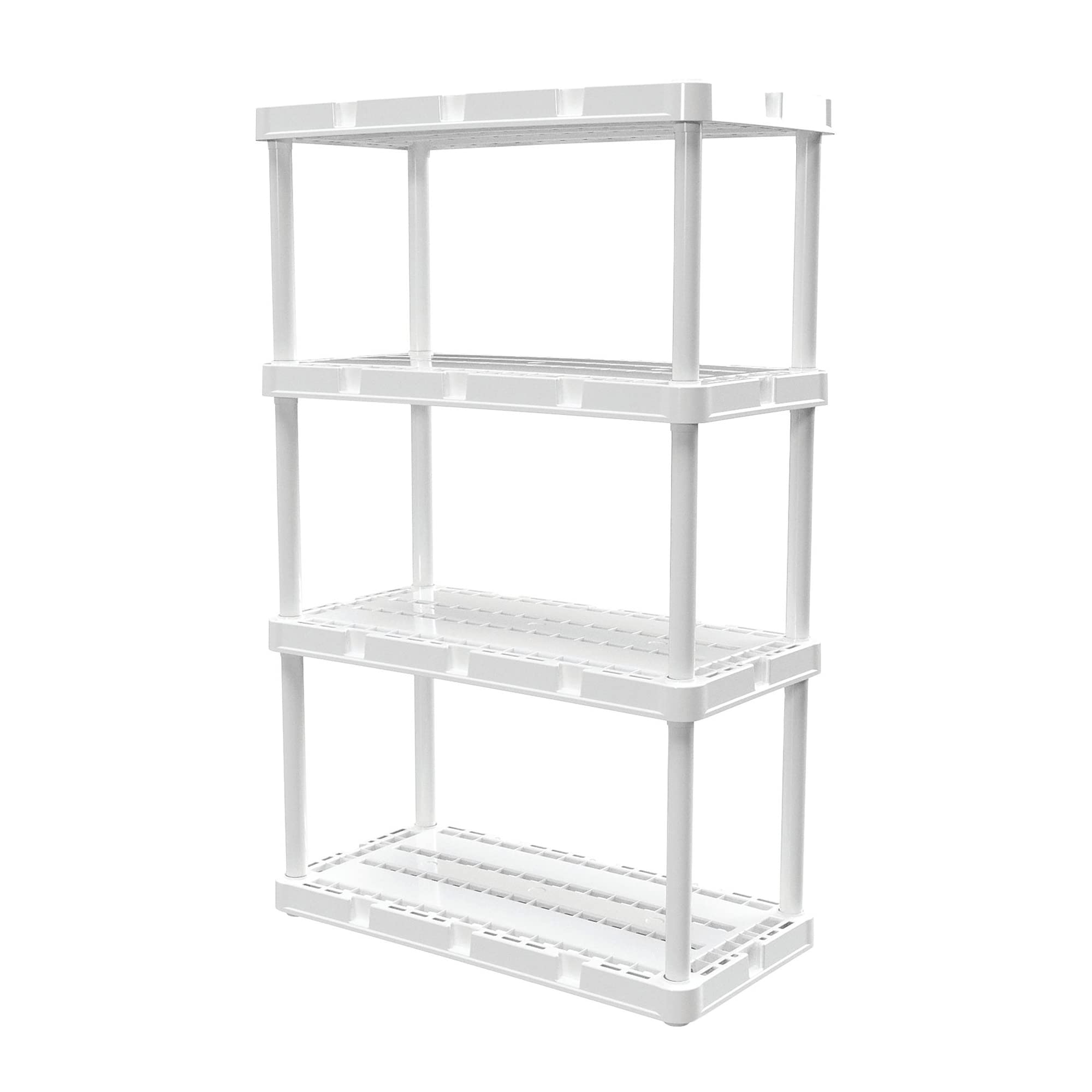 Gracious Living 4-Shelf Adjustable Ventilated Storage Organizer - White | Light Duty Shelving Unit for Garage, Basement & Laundry Room | Perfect for Storing Tools, Cleaning Supplies & Household Items
