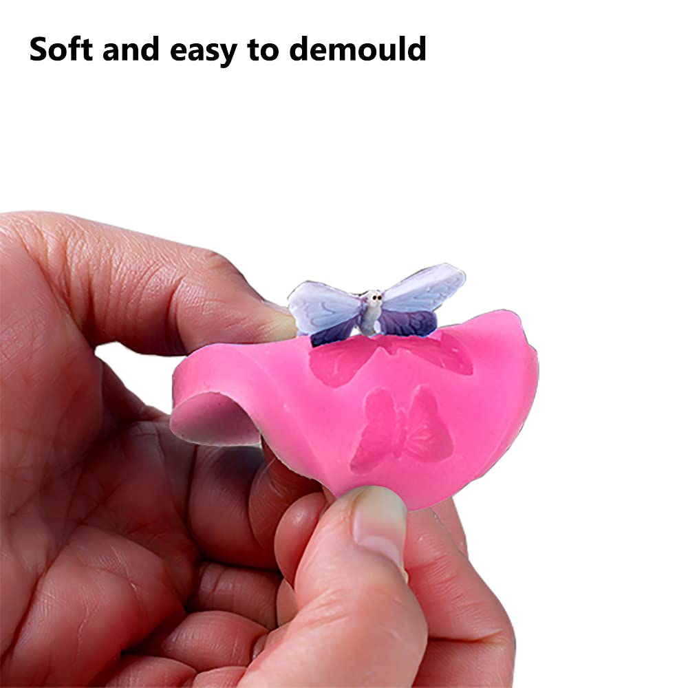 4 Pack Fondant Molds - Butterfly & Rose Silicone Molds Set for Chocolate, Cake Decorating, Polymer Clay, Soap Making - DIY Baking & Crafting Supplies for Weddings, Parties & Home Decor Projects