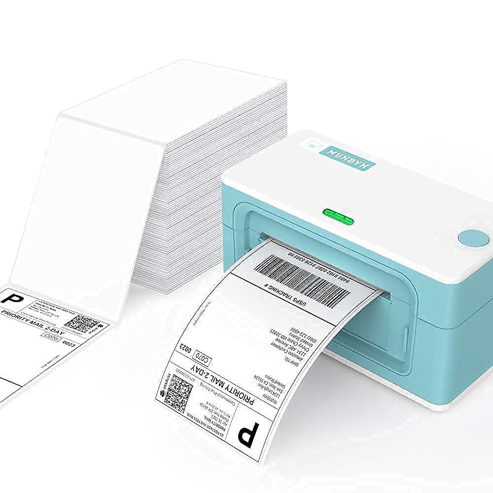 MUNBYN Commercial Grade USB Thermal Label Printer for Barcodes & Shipping Labels - Includes 500 Pack 4x6 Fan-Fold Labels - Perfect for Ecommerce, Warehousing & Small Business Shipping