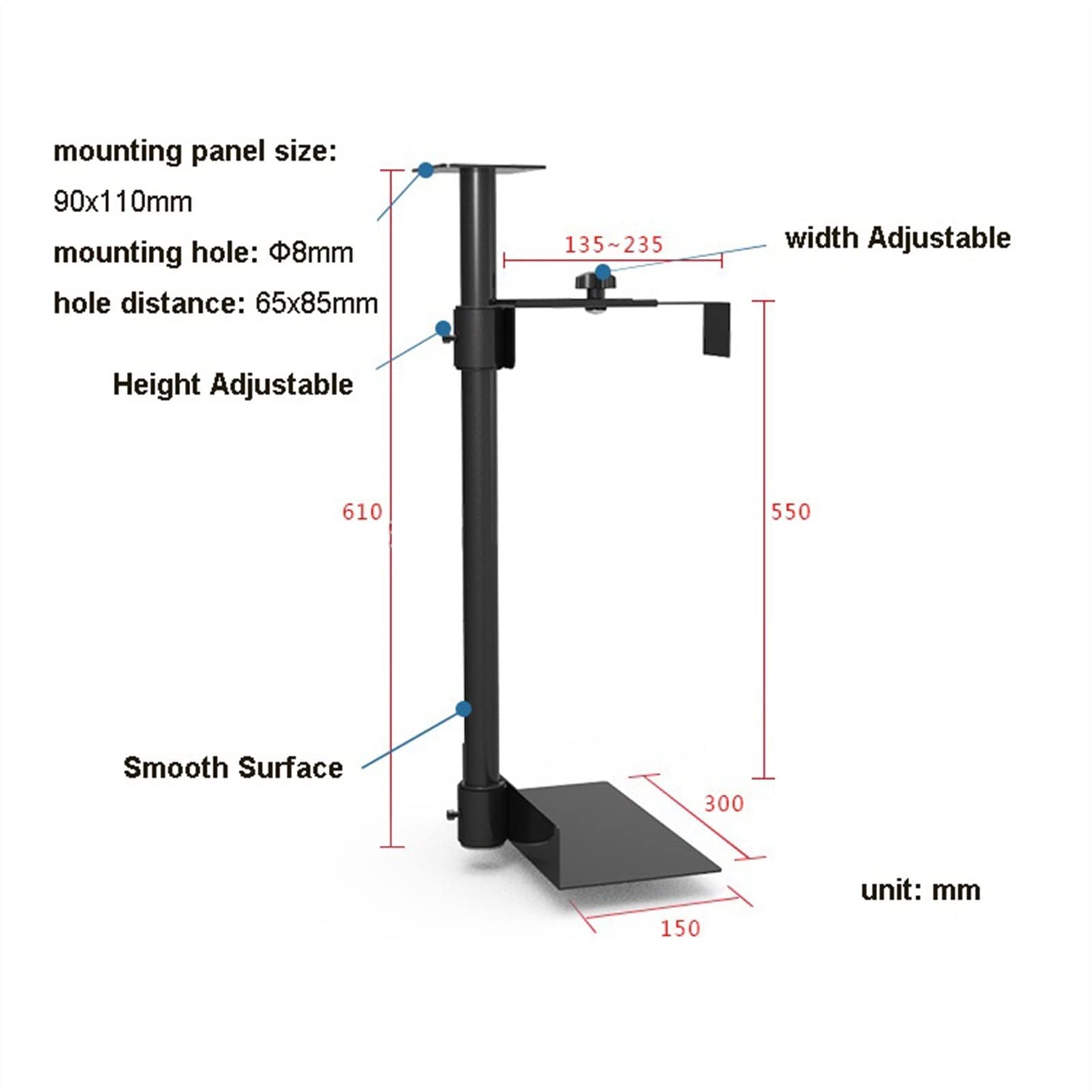 GRFIT 360° Adjustable Under Desk PC Tower Stand - CPU Case Holder, Hanging Mainframe Bracket, Computer Monitor Riser with Heavy-Duty Construction for Home & Office Workspace Organization