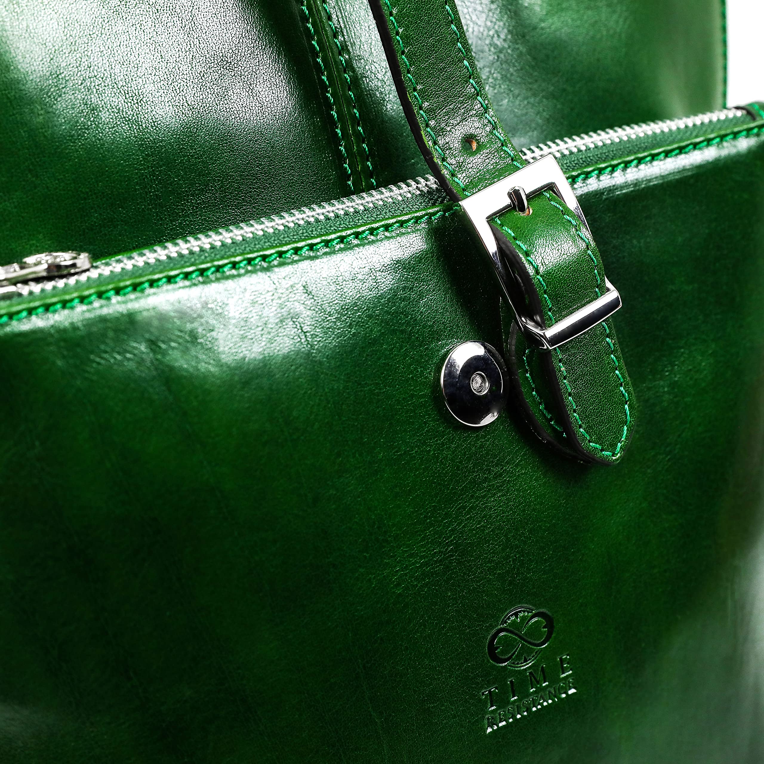Premium Full Grain Leather Backpack for Women - Convertible to Shoulder Bag - Durable Travel Rucksack with Time Resistance (Green) - Perfect for Work, College & Weekend Getaways
