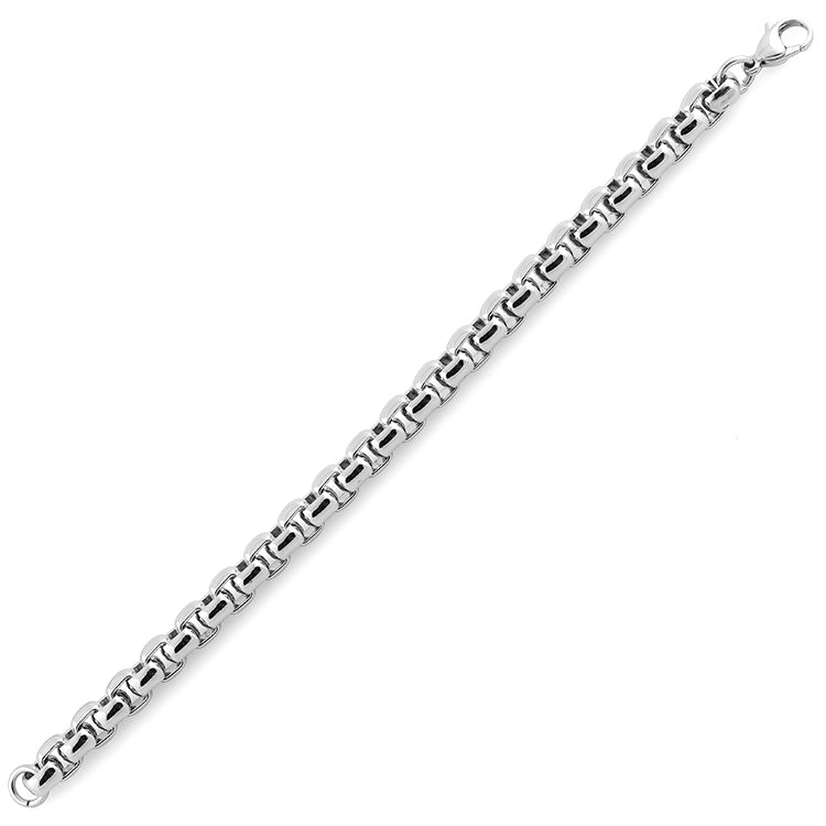 Stainless Steel Rounded Box Link Bracelet for Women - Elegant Minimalist Jewelry for Everyday Wear, Gifts & Special Occasions