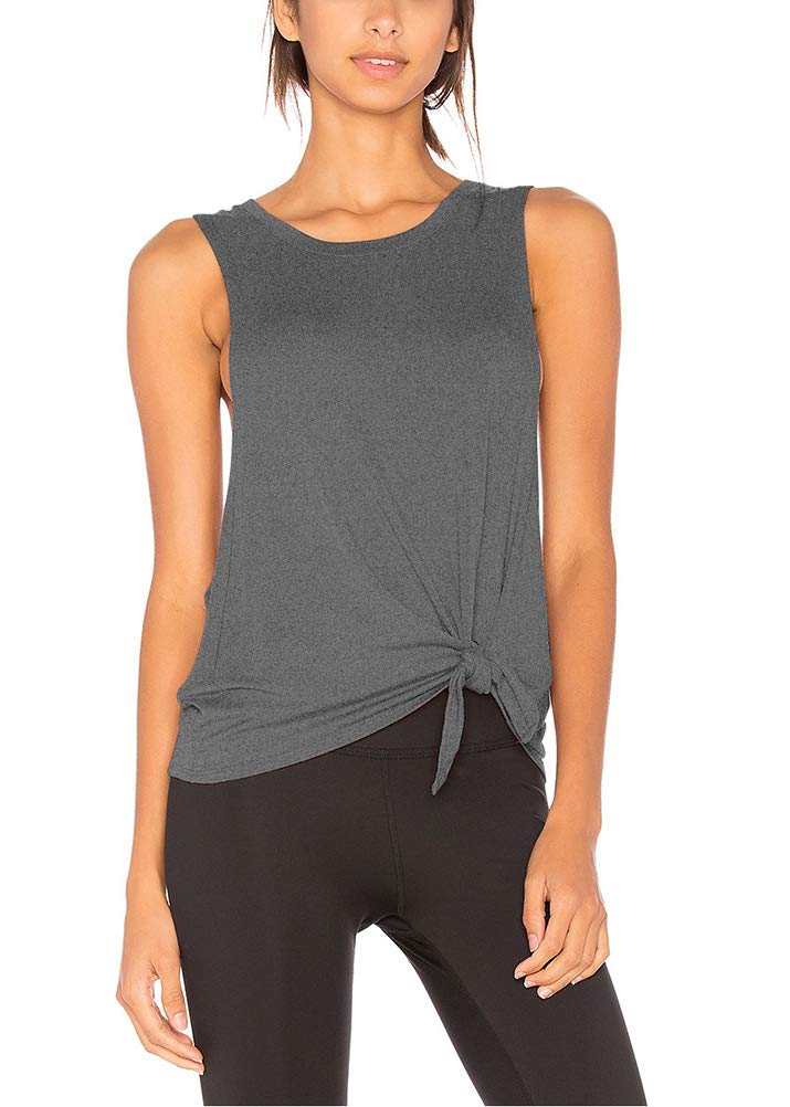 Bestisun Women's Sexy Workout Tank Tops - Yoga Clothes with Tie Knot Design, Athletic Gym Shirts & Stylish Crop Tops for Yoga, Gym, Running and Casual Wear