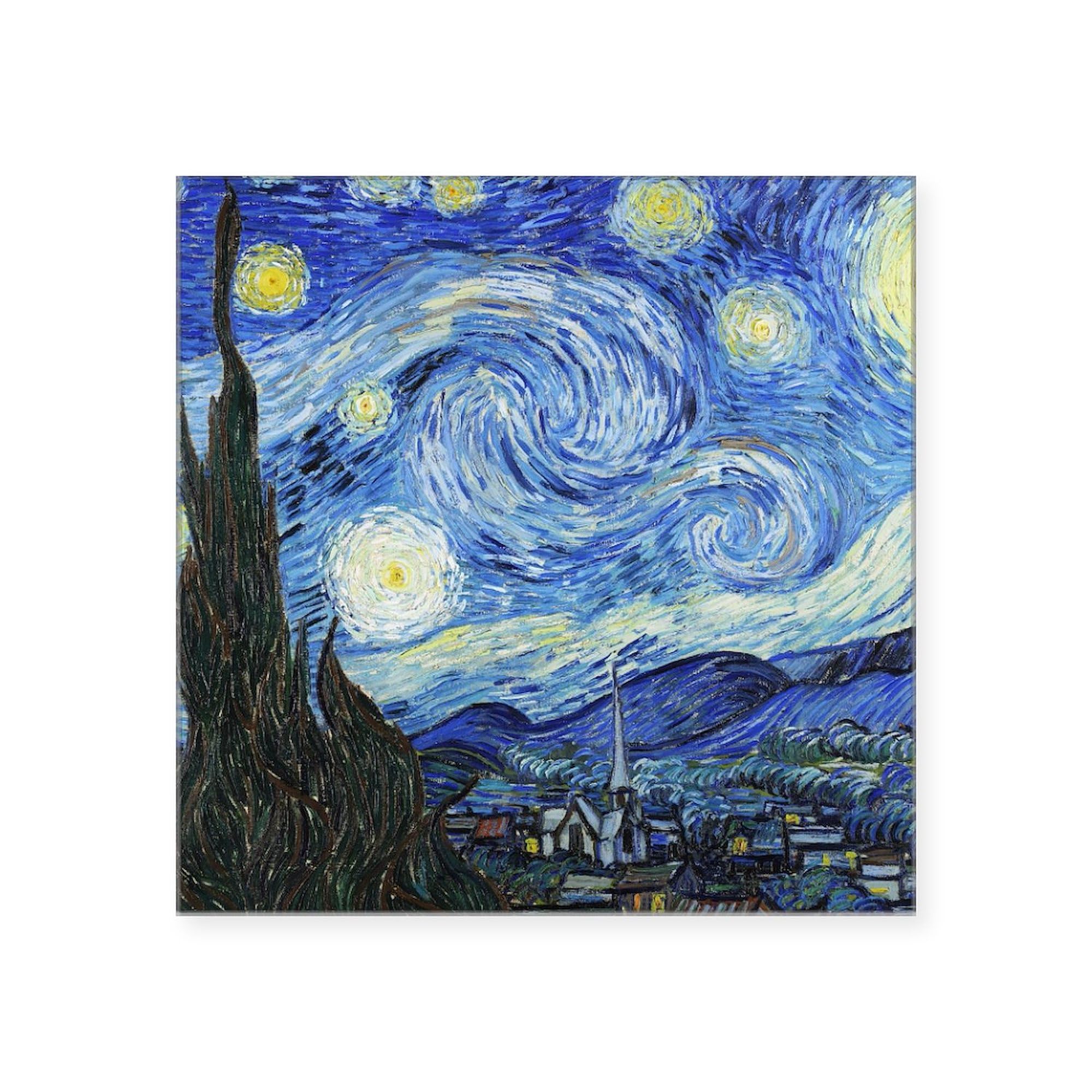 Vincent Van Gogh The Starry Night 3x3 Inch Square Bumper Sticker - Waterproof Car Decal, Laptop & Notebook Decoration - Perfect for Cars, Windows, Laptops & DIY Crafts