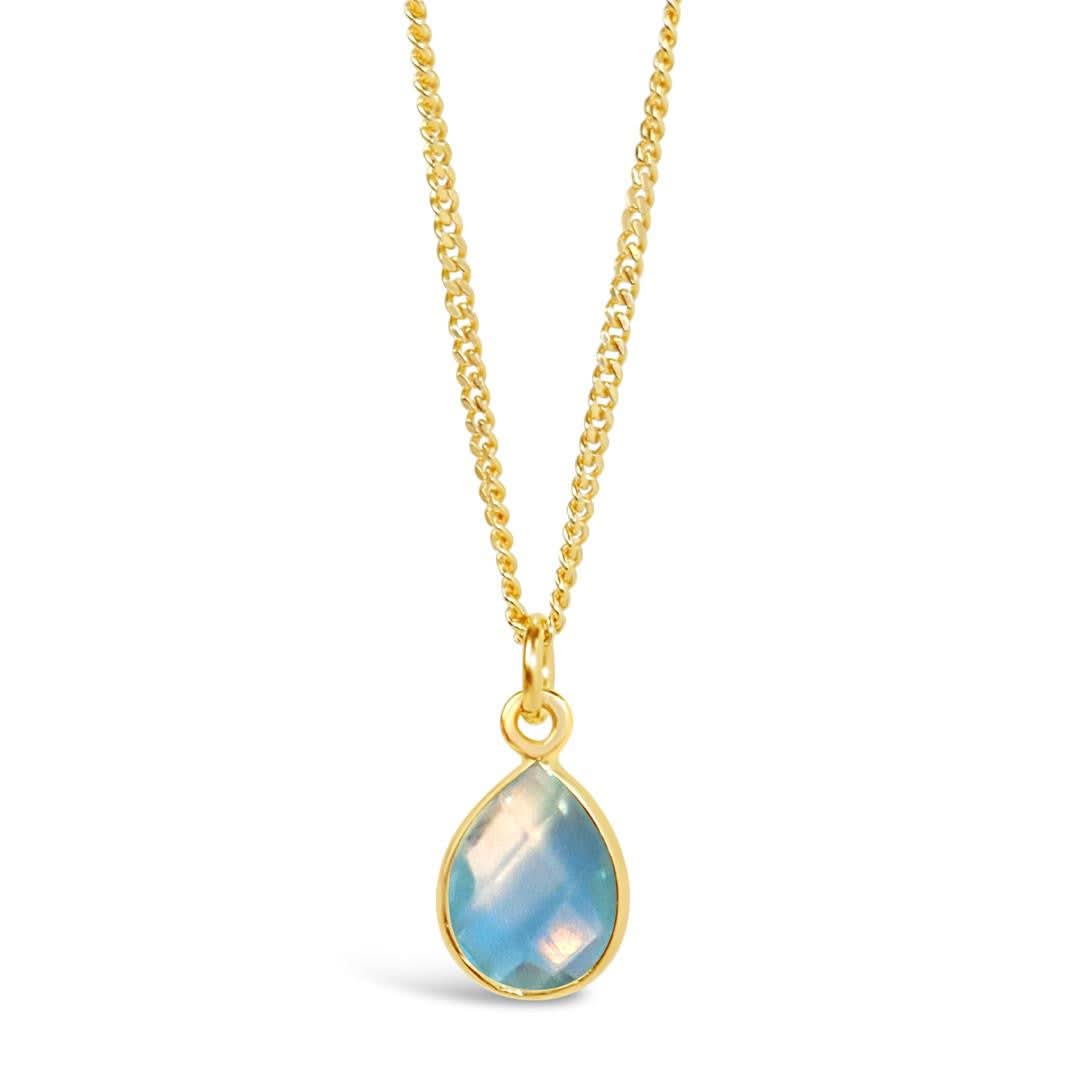 Blue Topaz Charm Necklace - 14K Gold December Birthstone Jewelry for Women | Elegant Gift for Christmas, Birthday & Anniversary