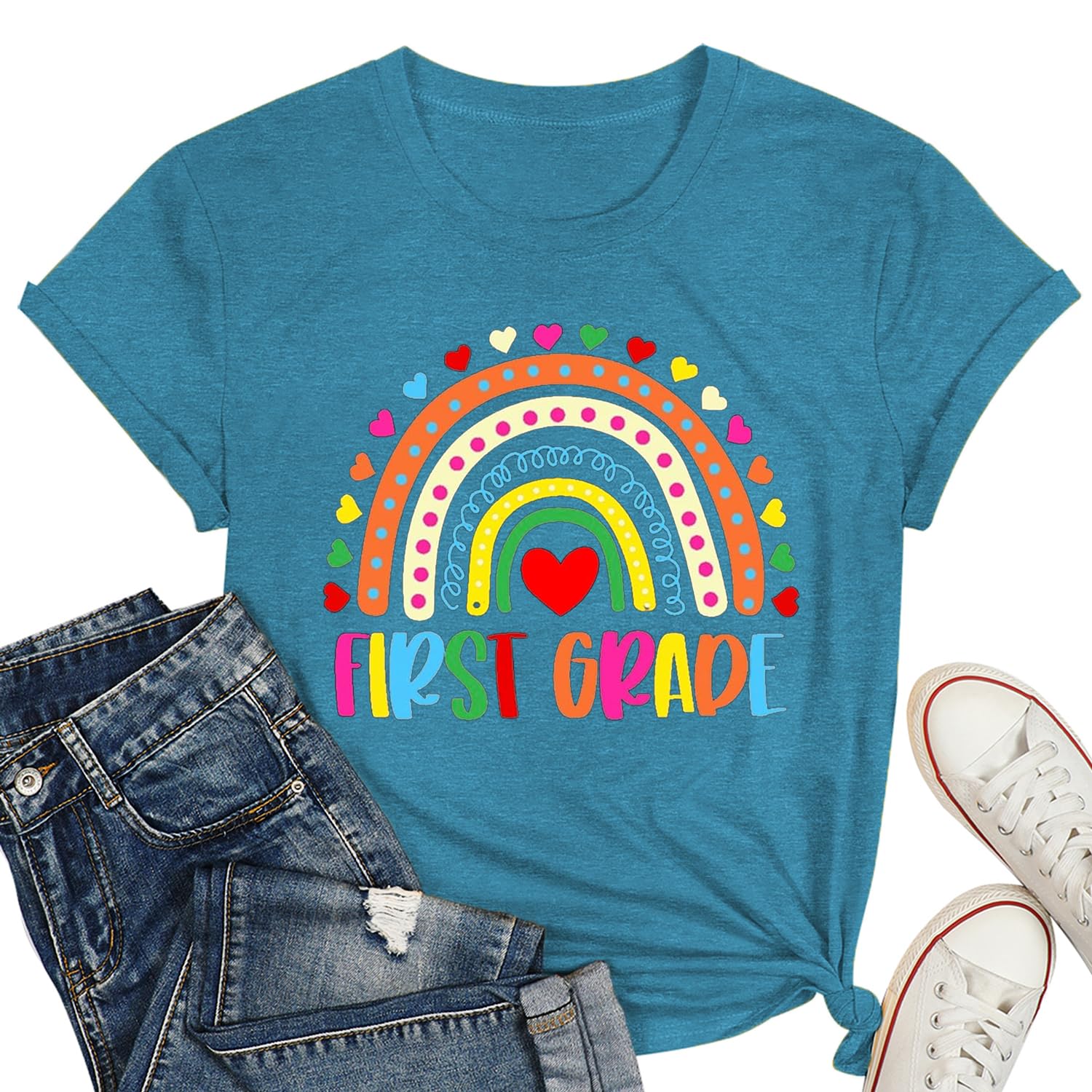 1st Grade Teacher T-Shirt for Women - Comfortable Round Neck Casual Tee - Perfect for Teaching, Classroom Activities & Everyday Wear