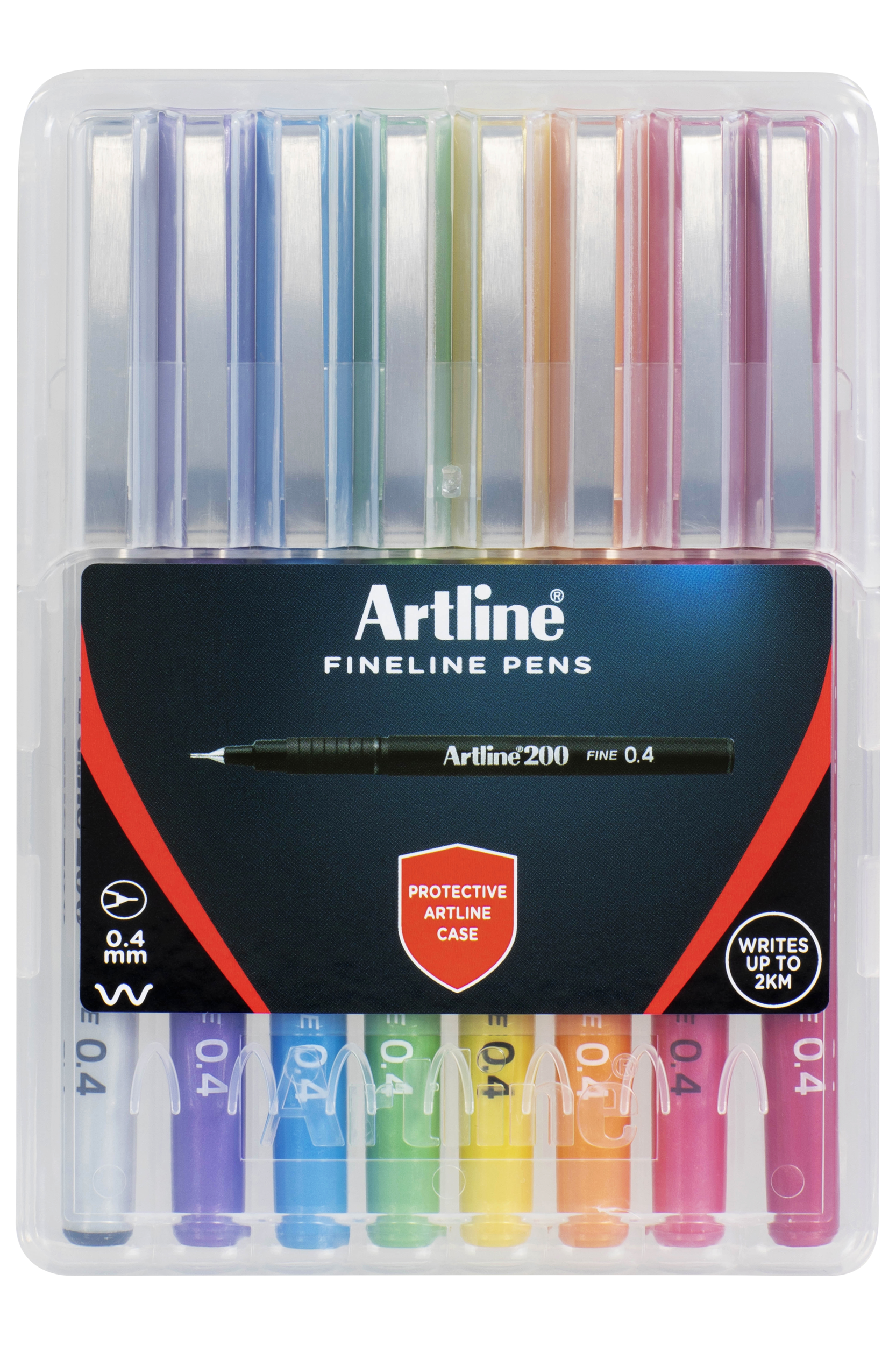 Artline 200 Bright Fineline Pens 0.4mm - 8 Pack Vibrant Colored Fine Tip Markers for Journaling, Note Taking & Art Projects
