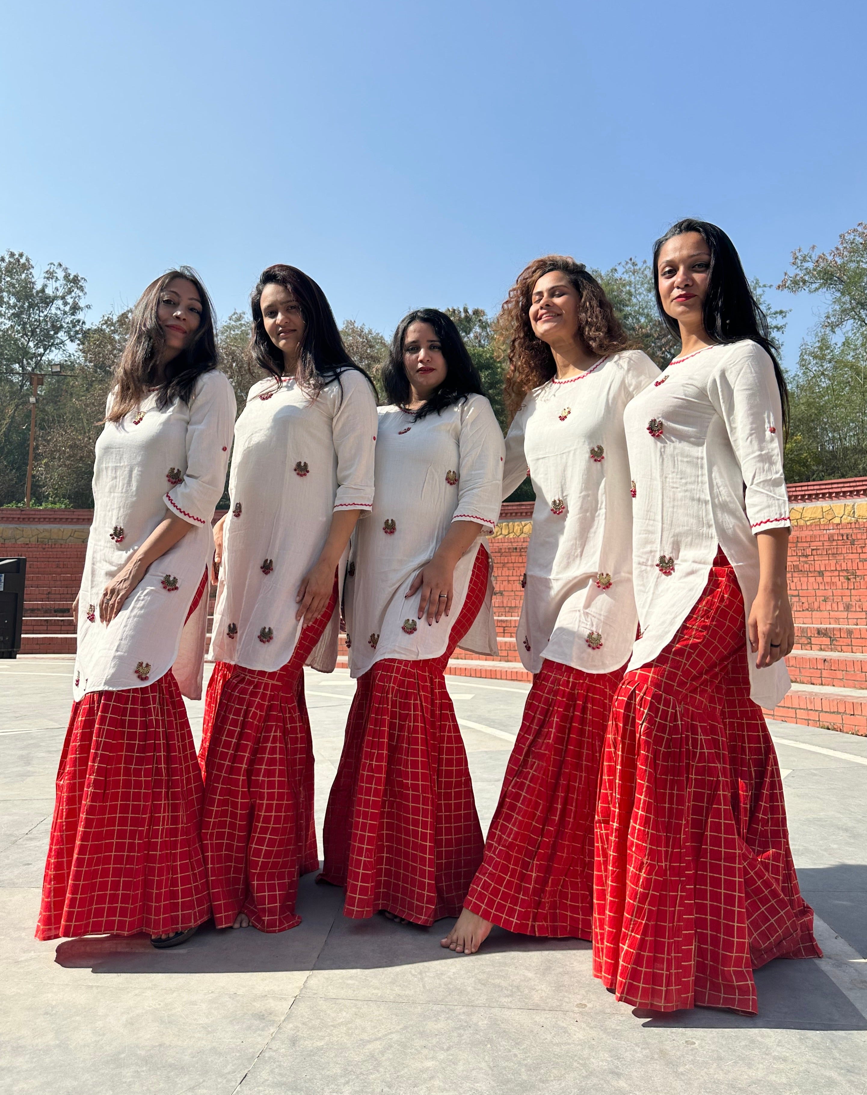 Elegant White and Red Sharara Kurta Set for Women | Traditional Pakistani Indian Outfit | Perfect for Weddings, Festivals & Special Occasions