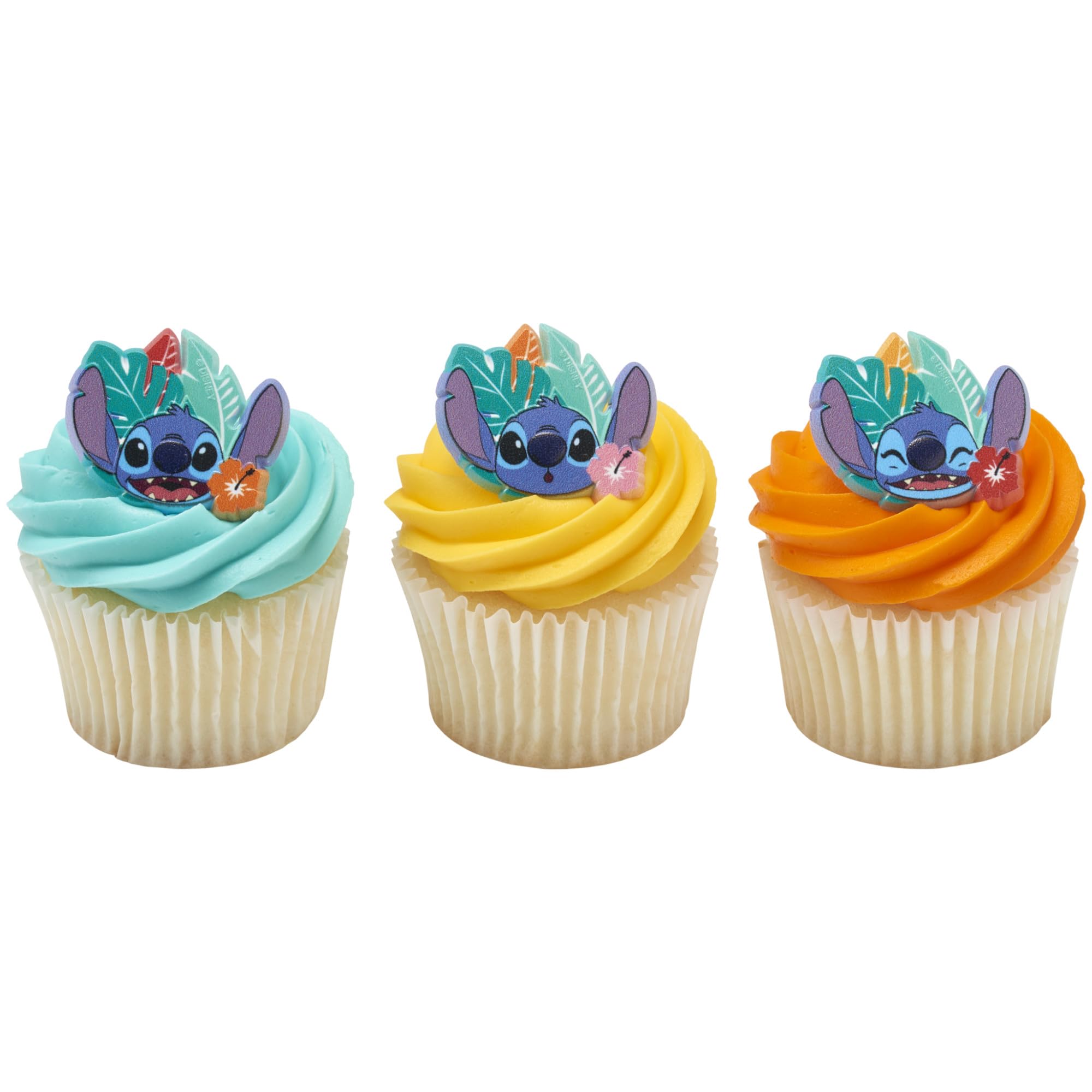 Disney Stitch 'Ohana Cupcake Rings - 24 Pack Lilo & Stitch Cake Toppers for Birthday Parties, Baby Showers & Celebrations | Food Safe Cupcake Decorations for Cakes, Cupcakes & Desserts