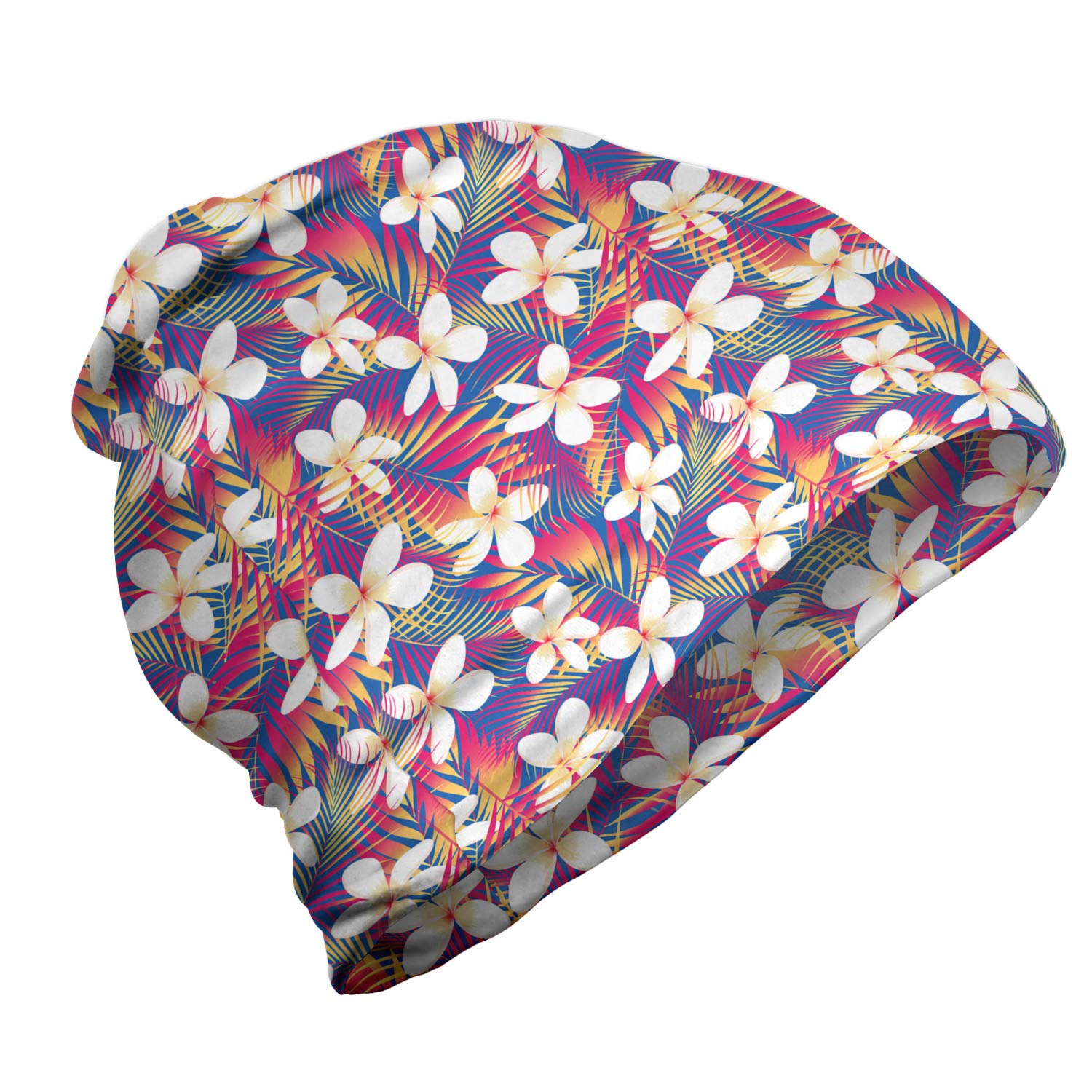 Ambesonne Unisex Beanie with Exotic Tropical Flowers Design - Soft Winter Knit Hat for Men & Women - Perfect for Hiking, Outdoor Activities & Cold Weather Fashion
