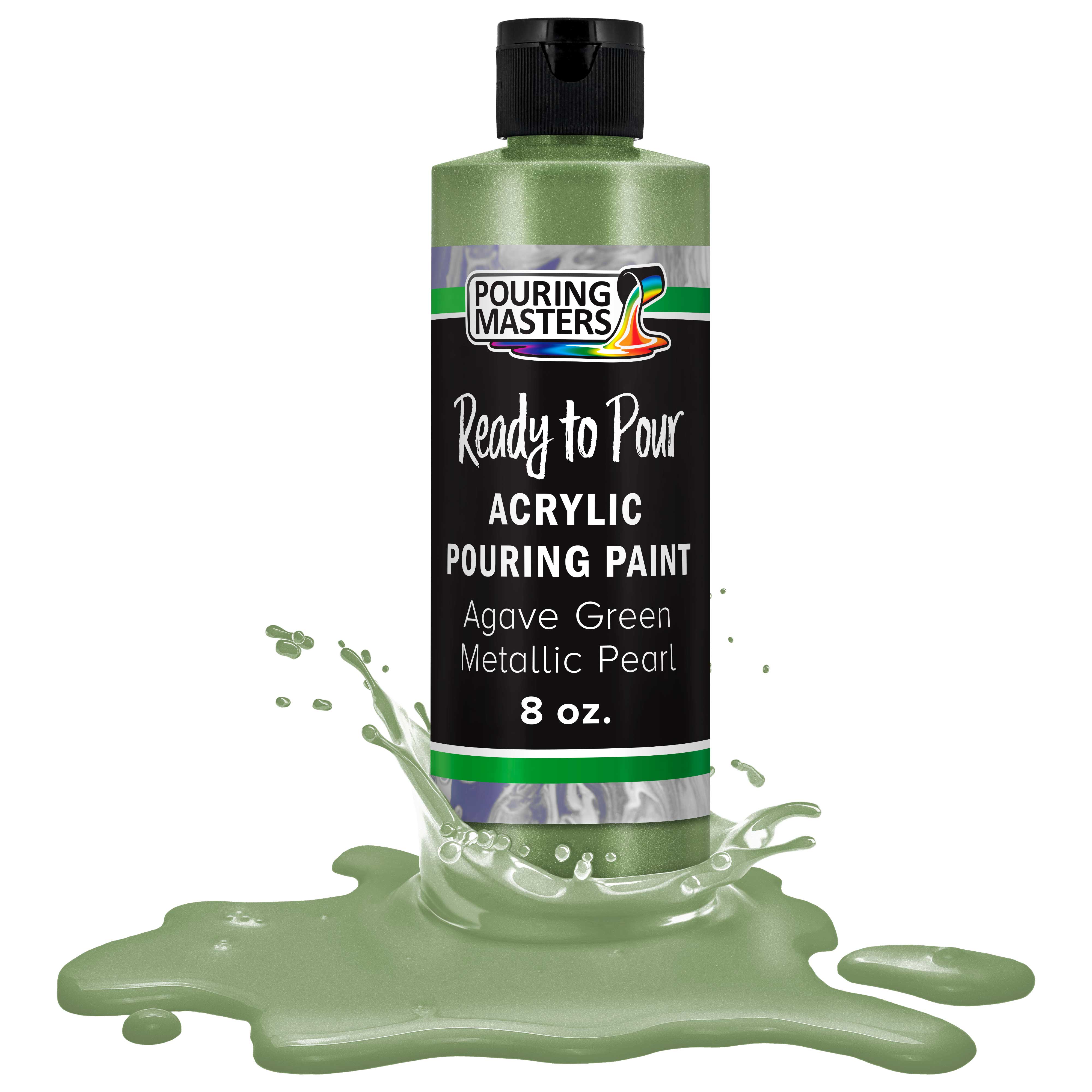 Premium Agave Green Metallic Pearl Acrylic Pouring Paint - 8oz Pre-Mixed Water-Based Art Supplies for Canvas, Wood, Crafts, Tile & Rock Painting - Perfect for Fluid Art, DIY Home Decor & Creative Projects