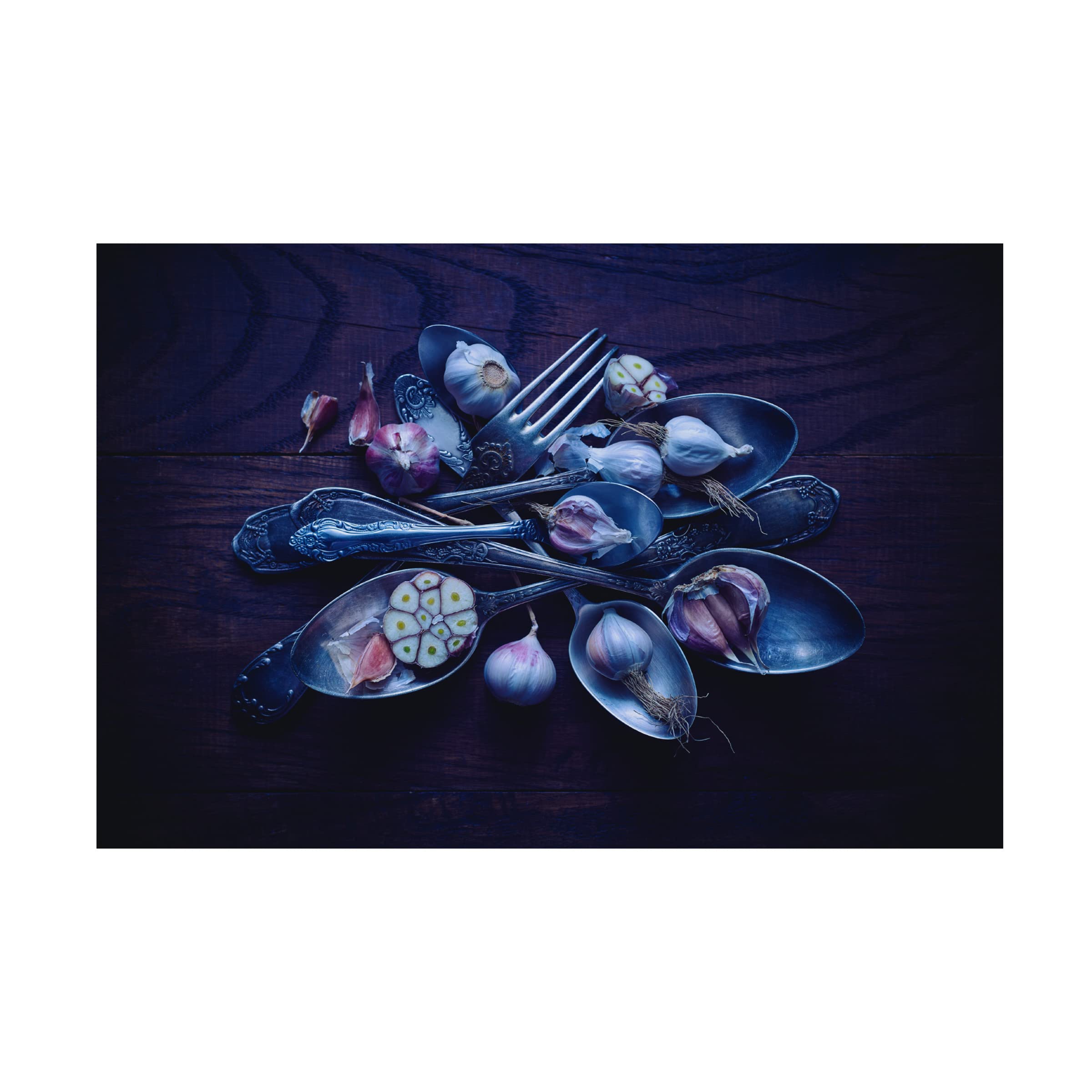 Trademark Fine Art 'Spoonsa Garlic' Canvas Wall Art Print by Aleksandrova Karina - Modern Kitchen Decor for Home & Restaurant