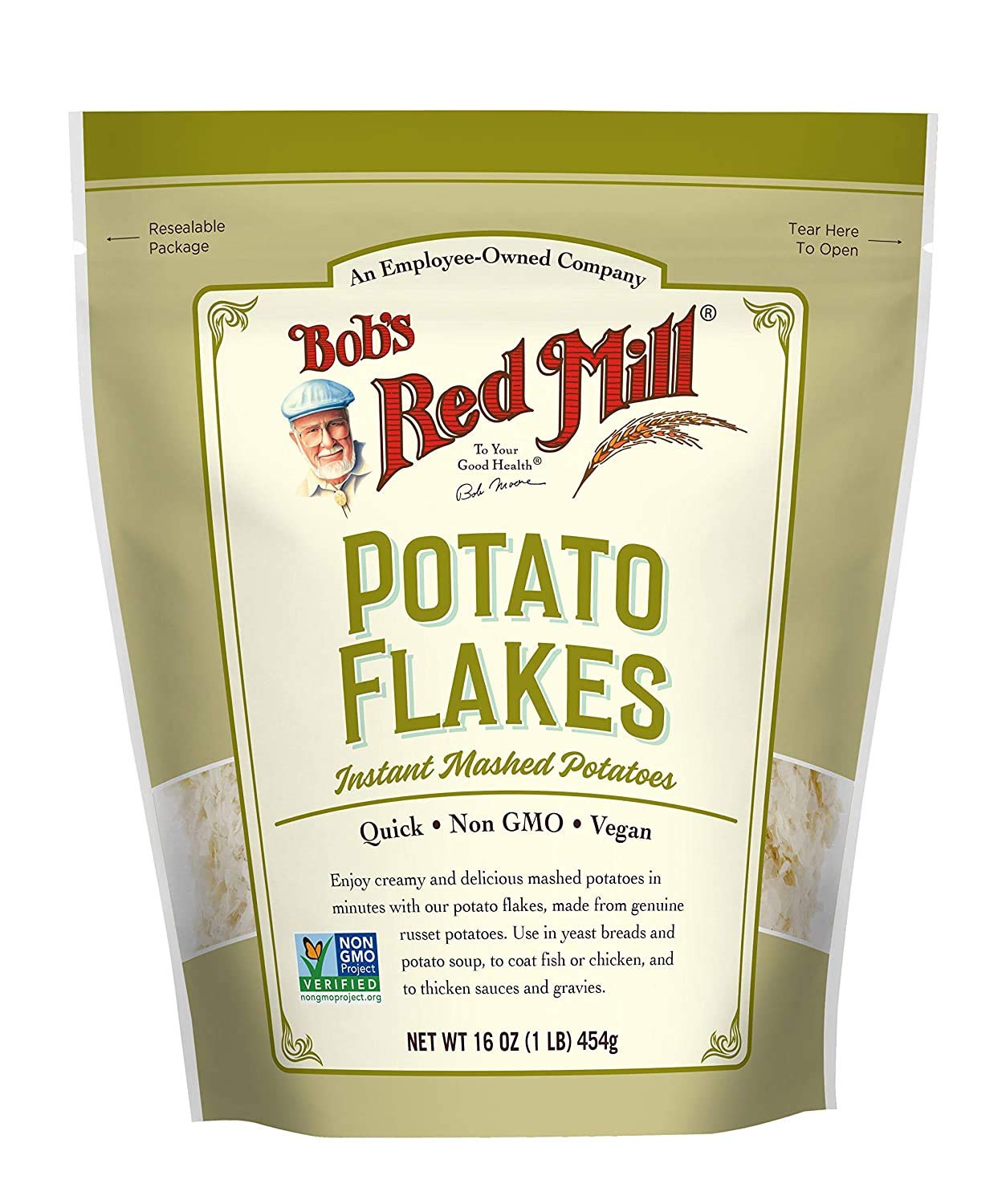 Bob's Red Mill Instant Mashed Potatoes - Creamy Potato Flakes, 16oz (Pack of 2) | Quick & Easy Side Dish for Thanksgiving, Weeknight Dinners & Camping Meals