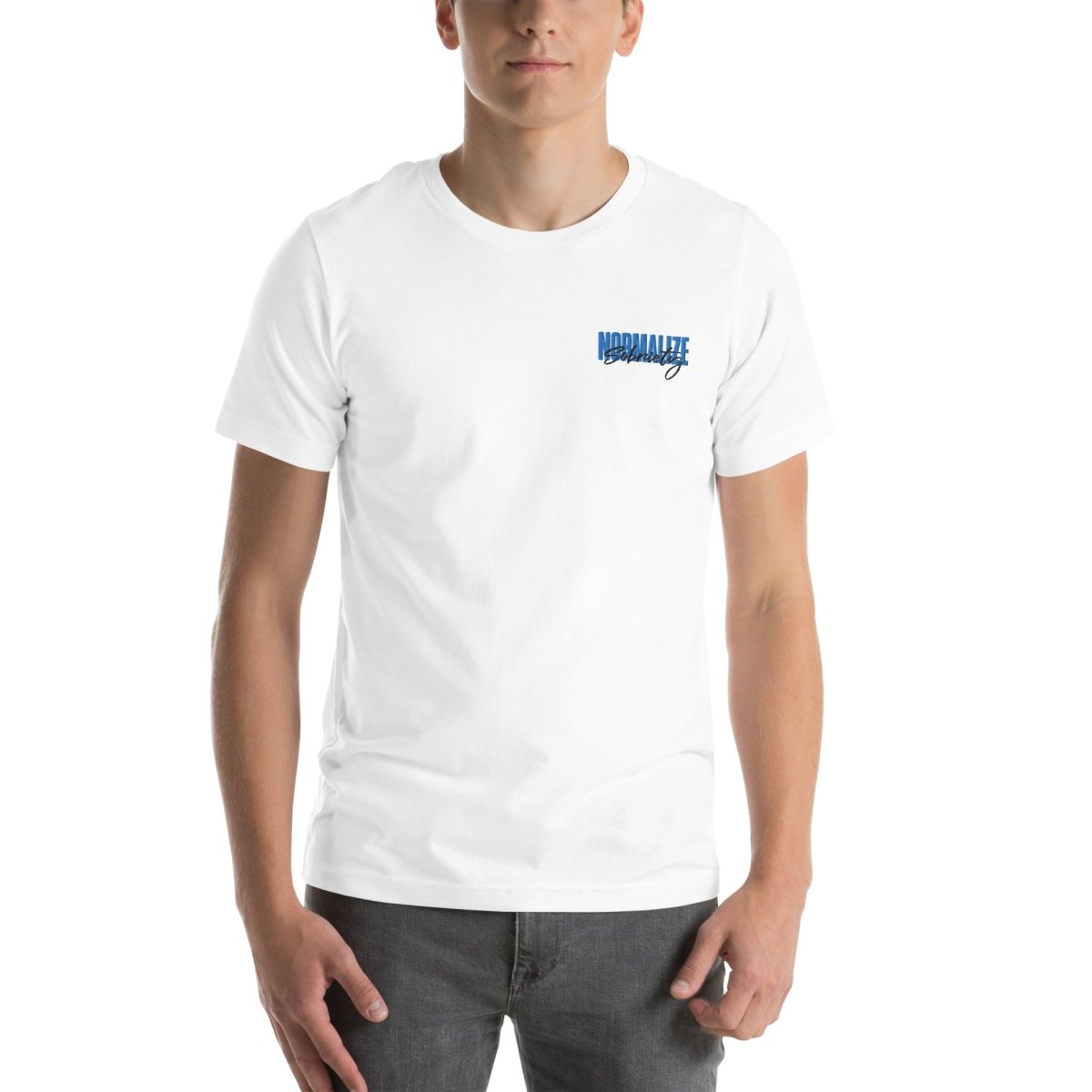 Normalize Sobriety Embroidered T-Shirt - Inspirational Sobriety Awareness Tee for Recovery & Support | Perfect for AA Meetings, Sober Events & Addiction Recovery Advocacy