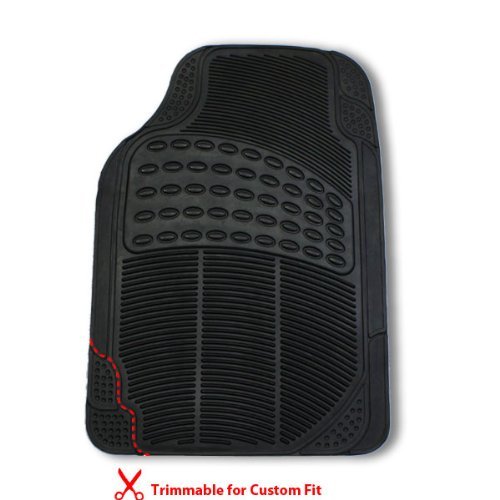 Premium Heavy Duty Rubber Floor Mats for Trucks, Sedans & SUVs - All Weather Protection, Non-Slip Design (Black) - Perfect for Off-Road, Daily Commute & Family Road Trips