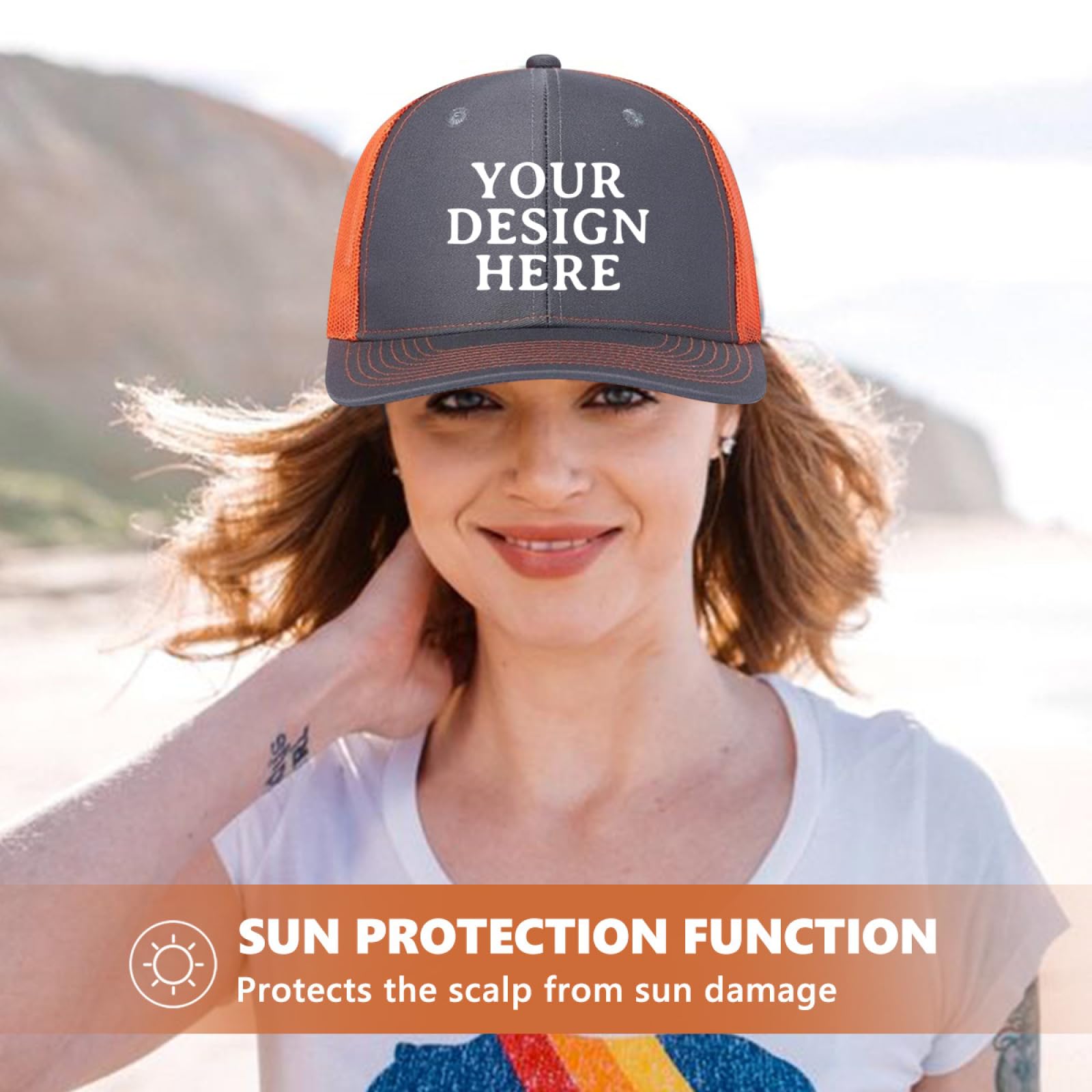Custom Trucker Hats Bulk Order - Personalized Hats for Men & Women - Add Logo, Text or Photo - Perfect for Promotions, Events & Team Branding