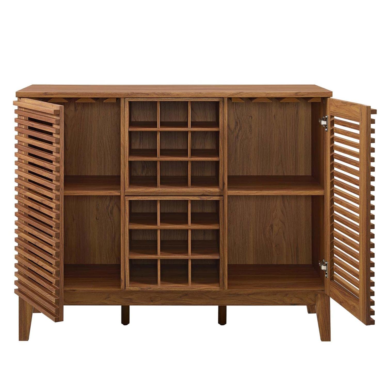 Modway Render Mid-Century Modern Wine Bar Cabinet - Walnut Finish, 17