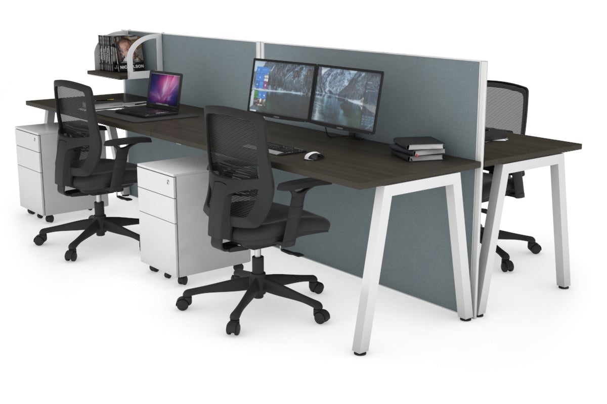 Horizon Quadro 4-Person Office Workstation Bench with A-Legs - 1400mm x 700mm Dimensions - Perfect for Collaborative Workspaces, Coworking Offices & Team Meetings