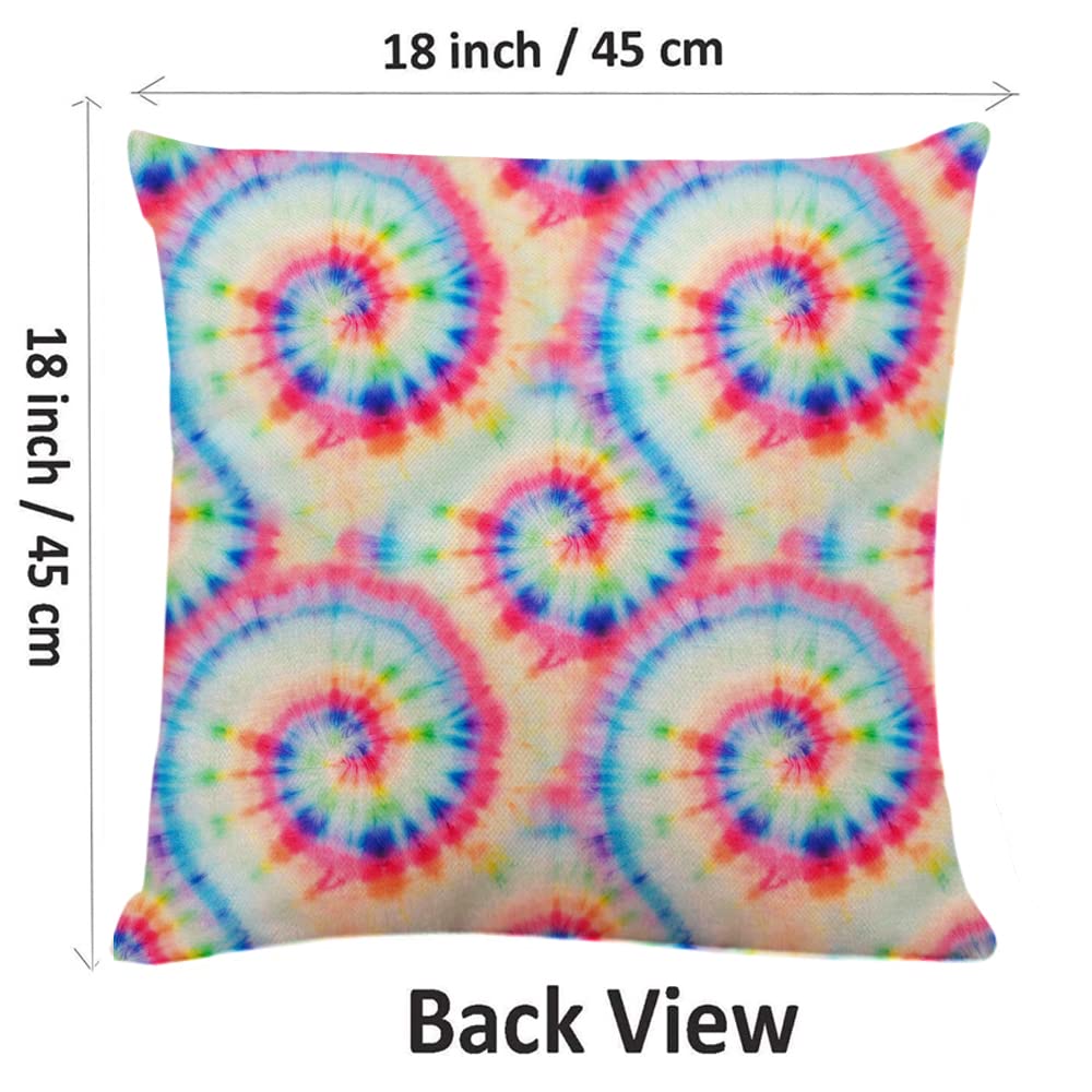 **Tie Dye Square Throw Pillow Covers 18x18 Inch - Decorative Cushion Cases for Sofa, Couch & Bed - Boho Home Decor for Living Room, Bedroom & Dorm**