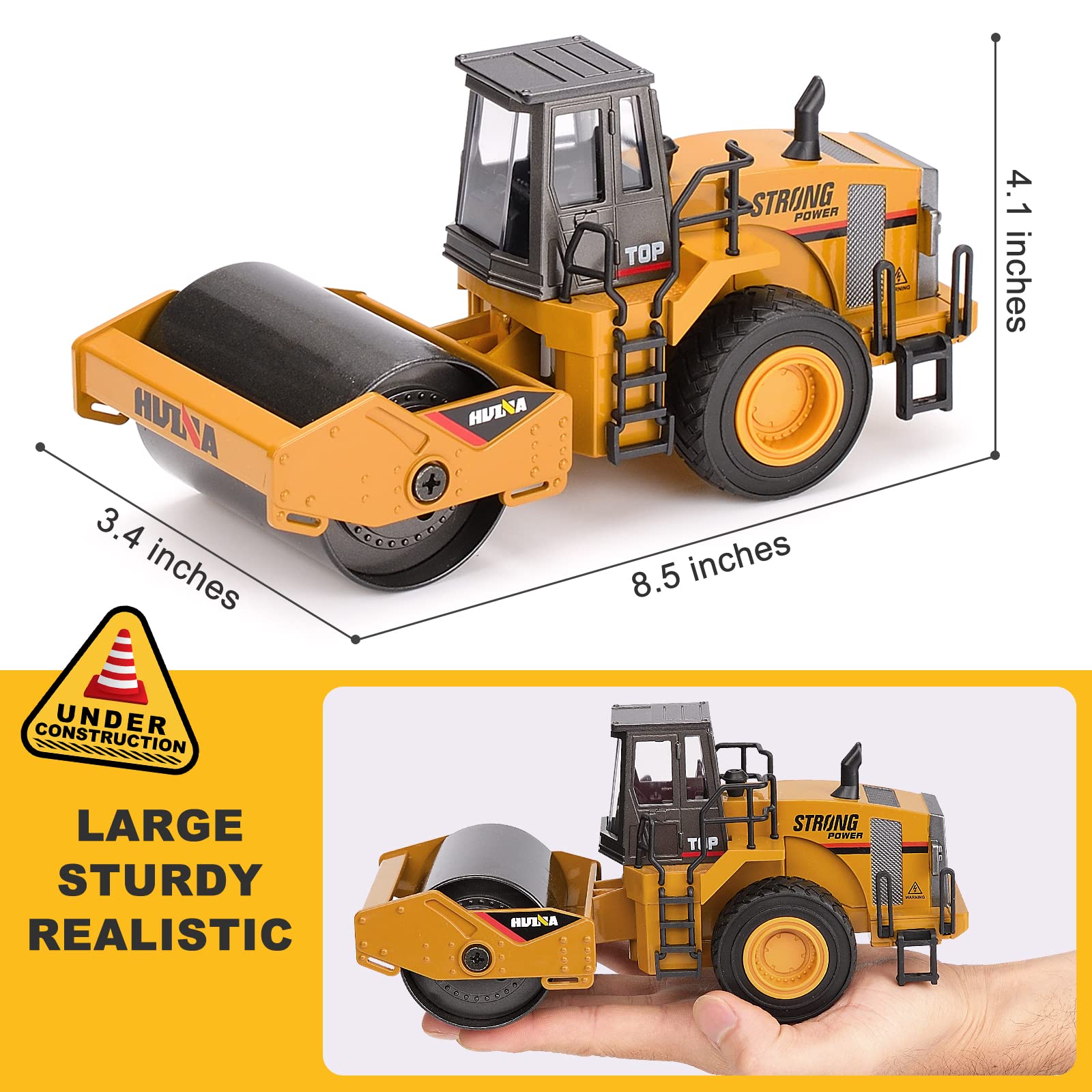 1/40 Scale Metal Road Roller Toy - Diecast Construction Vehicle Model for Kids & Boys | Realistic Engineering Play, Collectible Display, Birthday Gift Idea