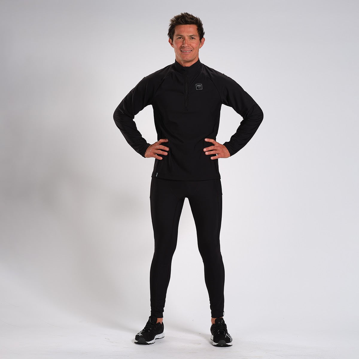 Men's Elite Run Thermo 1/2 Zip Pullover - Black | Lightweight Thermal Running Jacket for Cold Weather Training & Outdoor Sports