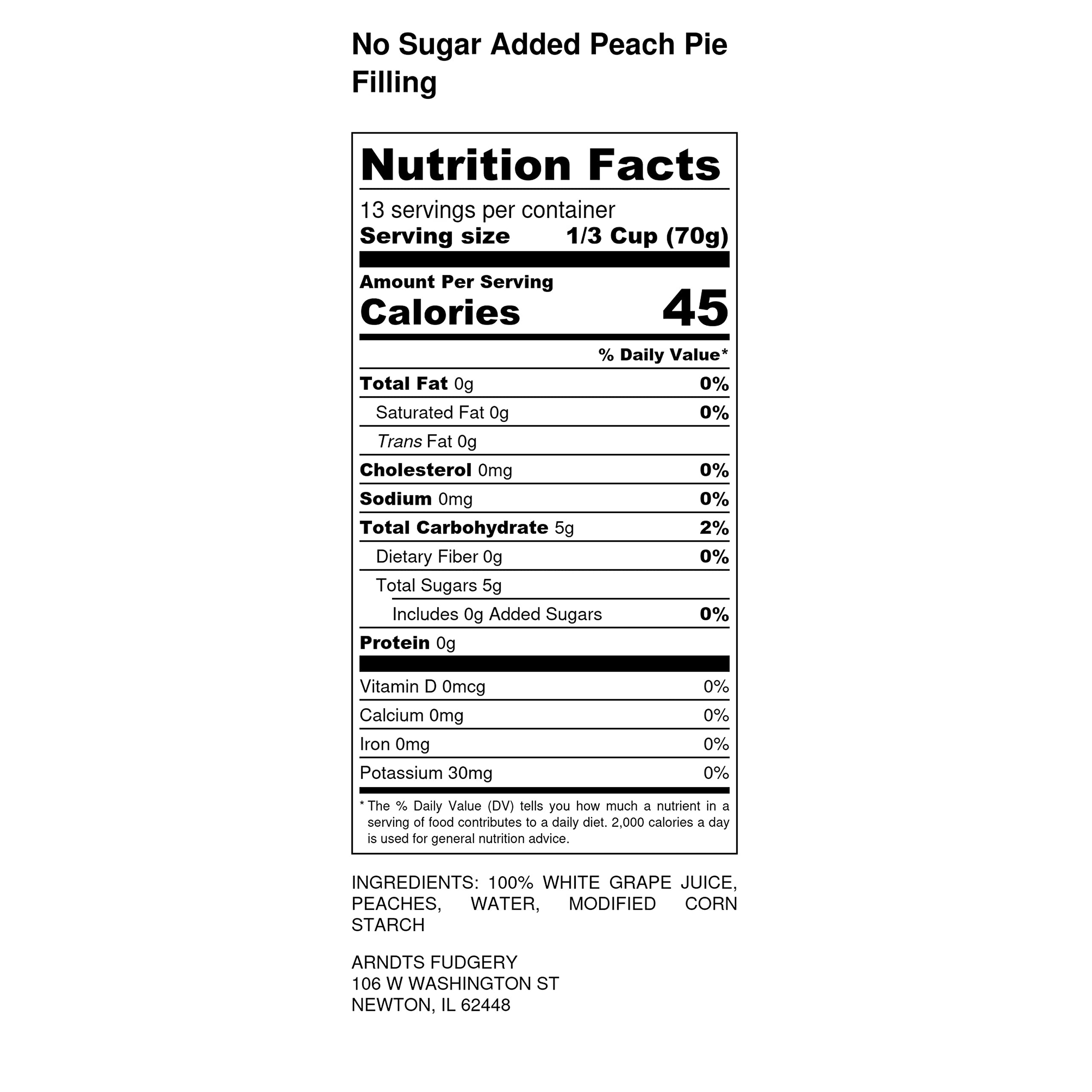 No Sugar Added Peach Pie Filling & Topping - Ready to Use 32 oz Jar - Perfect for Pies, Desserts, Yogurt & Baking