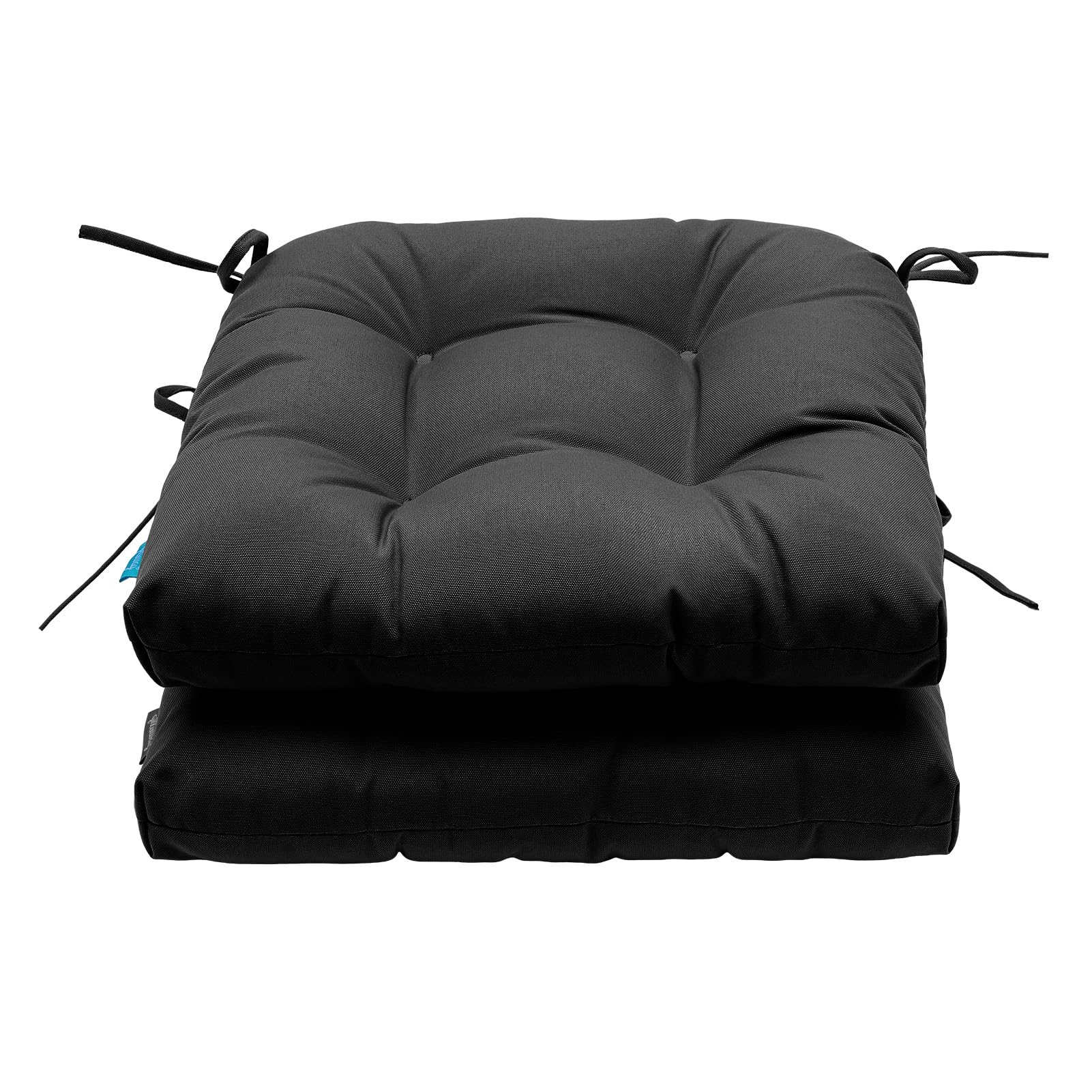 QILLOWAY 3-Piece Outdoor/Indoor Patio Cushion Set - Waterproof Wicker Seat Cushions with Ties for Loveseat, Bench & Porch Chairs - Dark Grey - Perfect for Garden, Deck & Poolside Relaxation