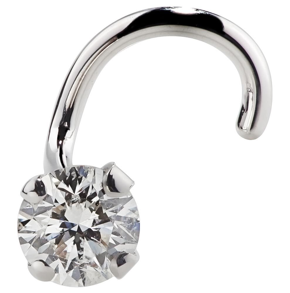 14K White Gold Genuine Diamond Nose Ring Stud - 20 Gauge Twist Screw with I1 Clarity | Hypoallergenic Body Jewelry for Women | Perfect for Everyday Wear, Parties & Special Occasions